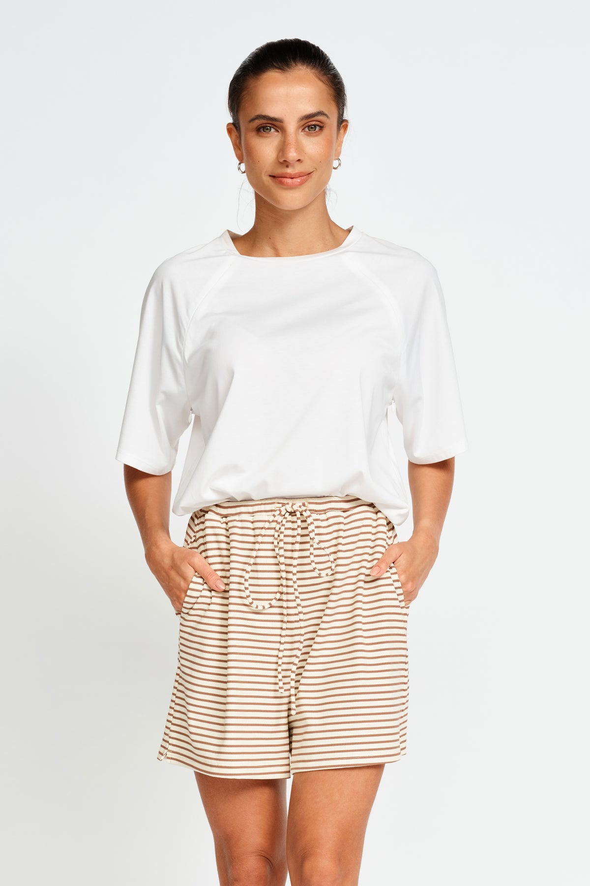 Ivy Stripe Short - Cream / Tan