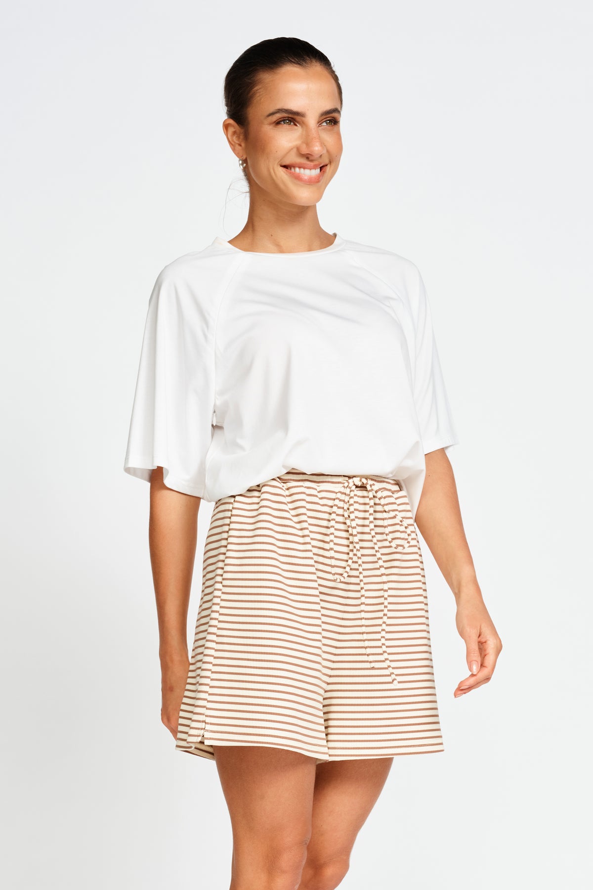 Ivy Stripe Short - Cream / Tan