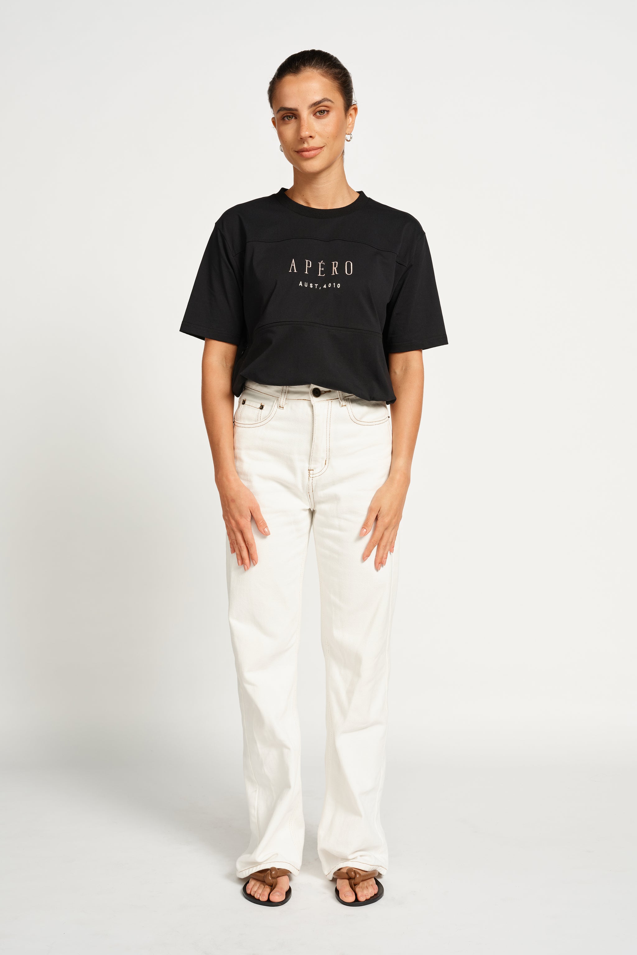 Black and Beige Breastfeeding Friendly Tee – Apero Label