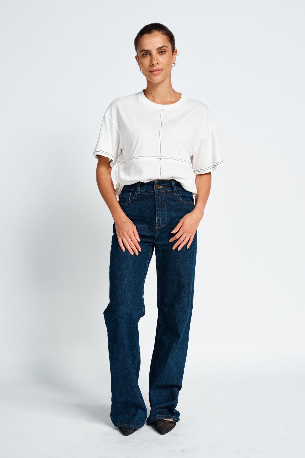 Miro Contrast Panel Tee - White / Black