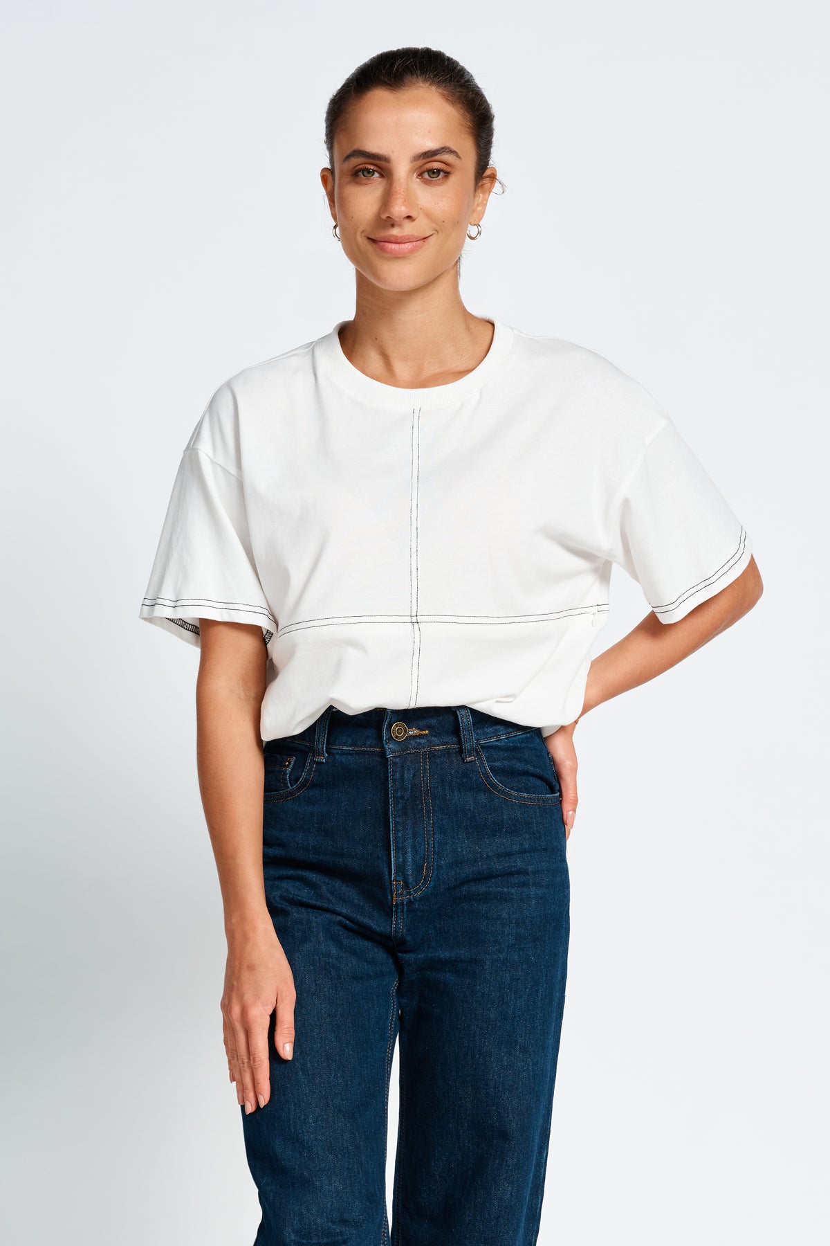 Miro Contrast Panel Tee - White / Black