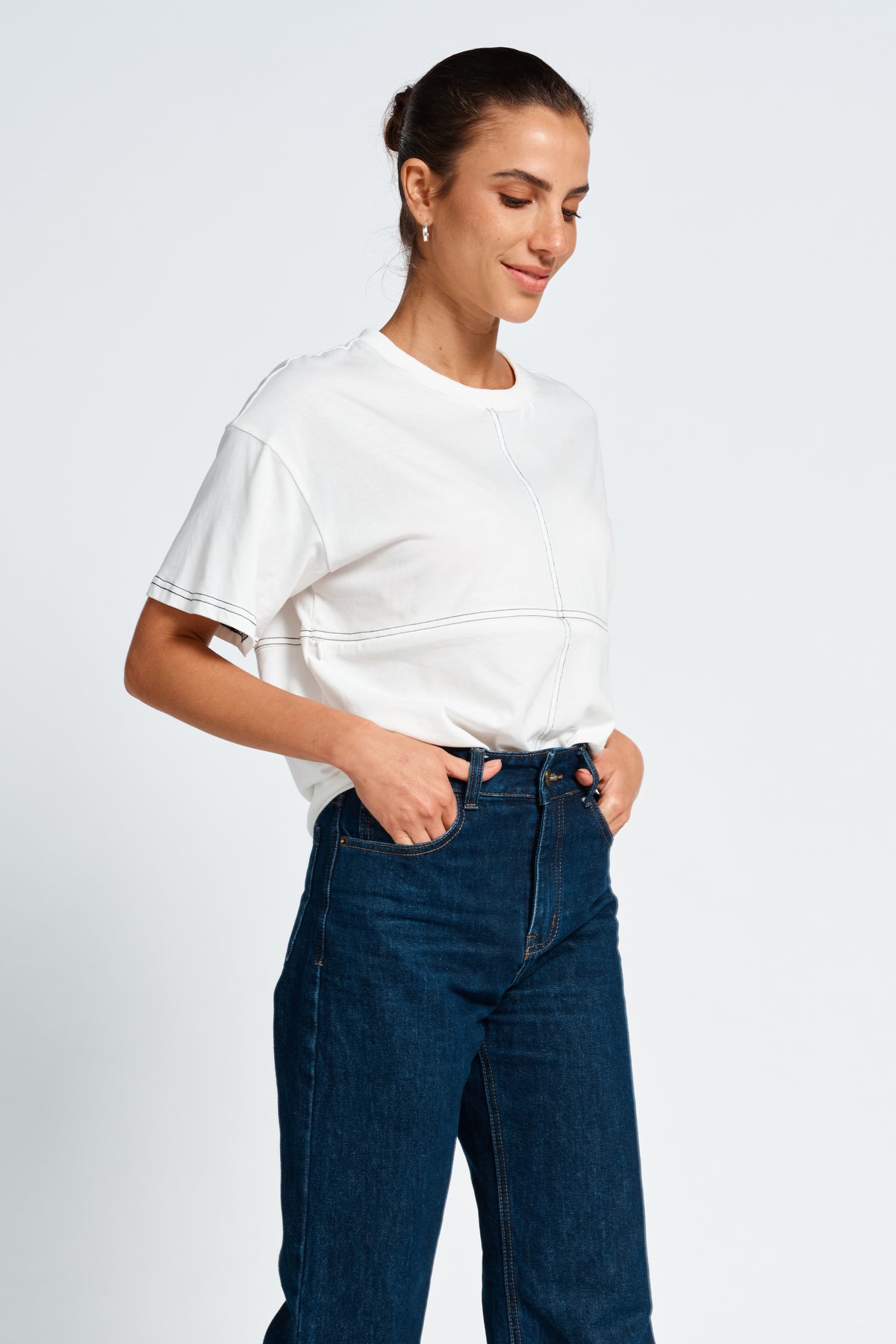 Miro Contrast Panel Tee - White / Black