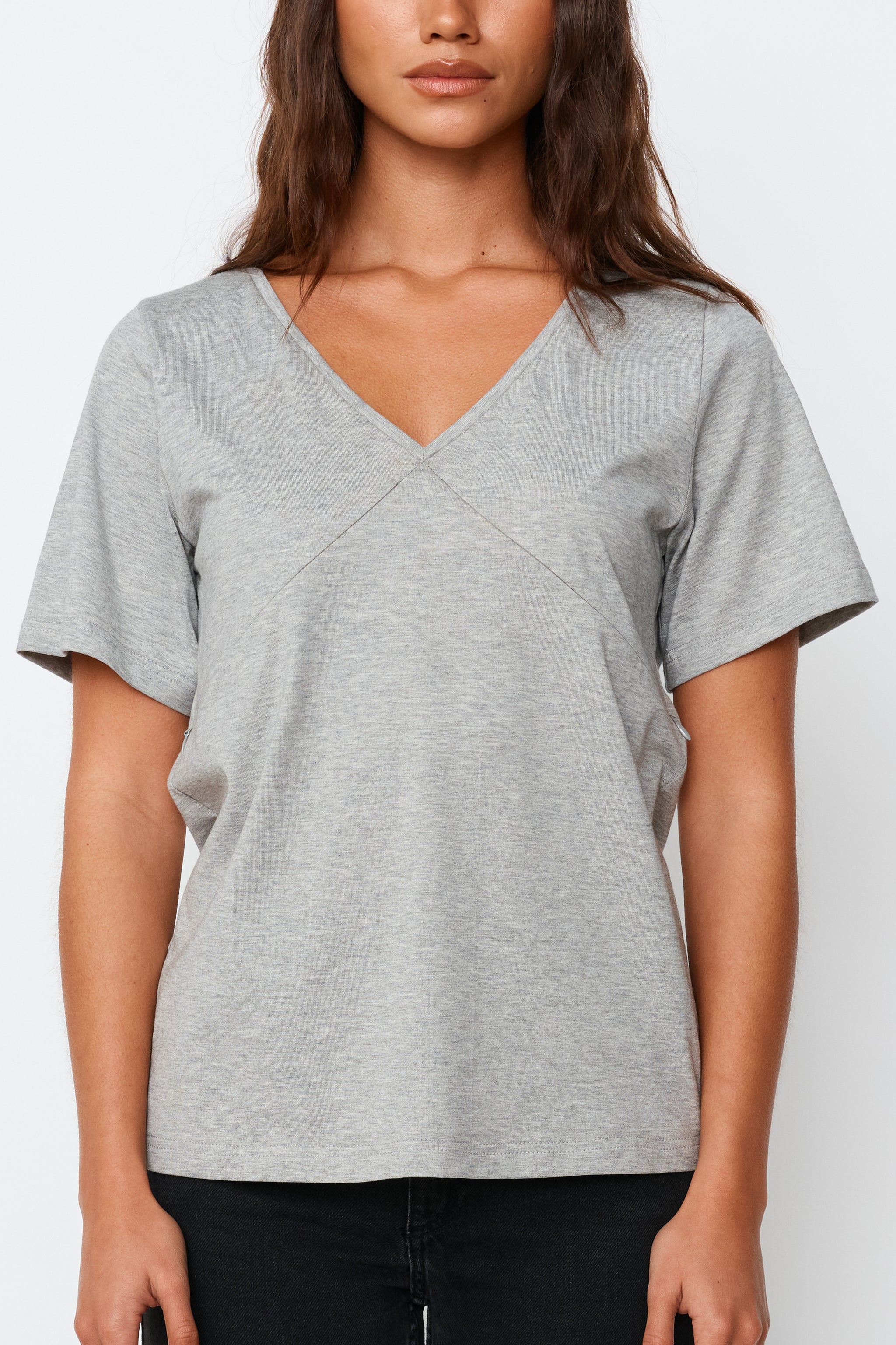 Grey V-Neck Breastfeeding Tee – Apero Label