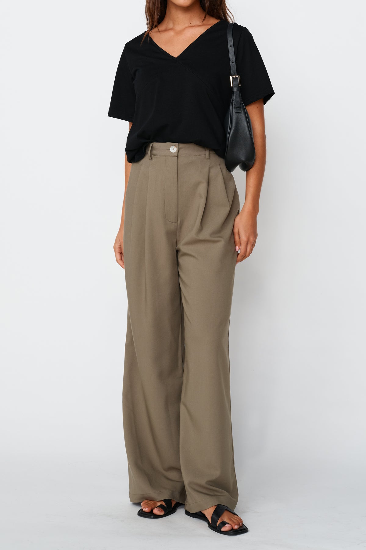 V-Neck Panel Tee - Black