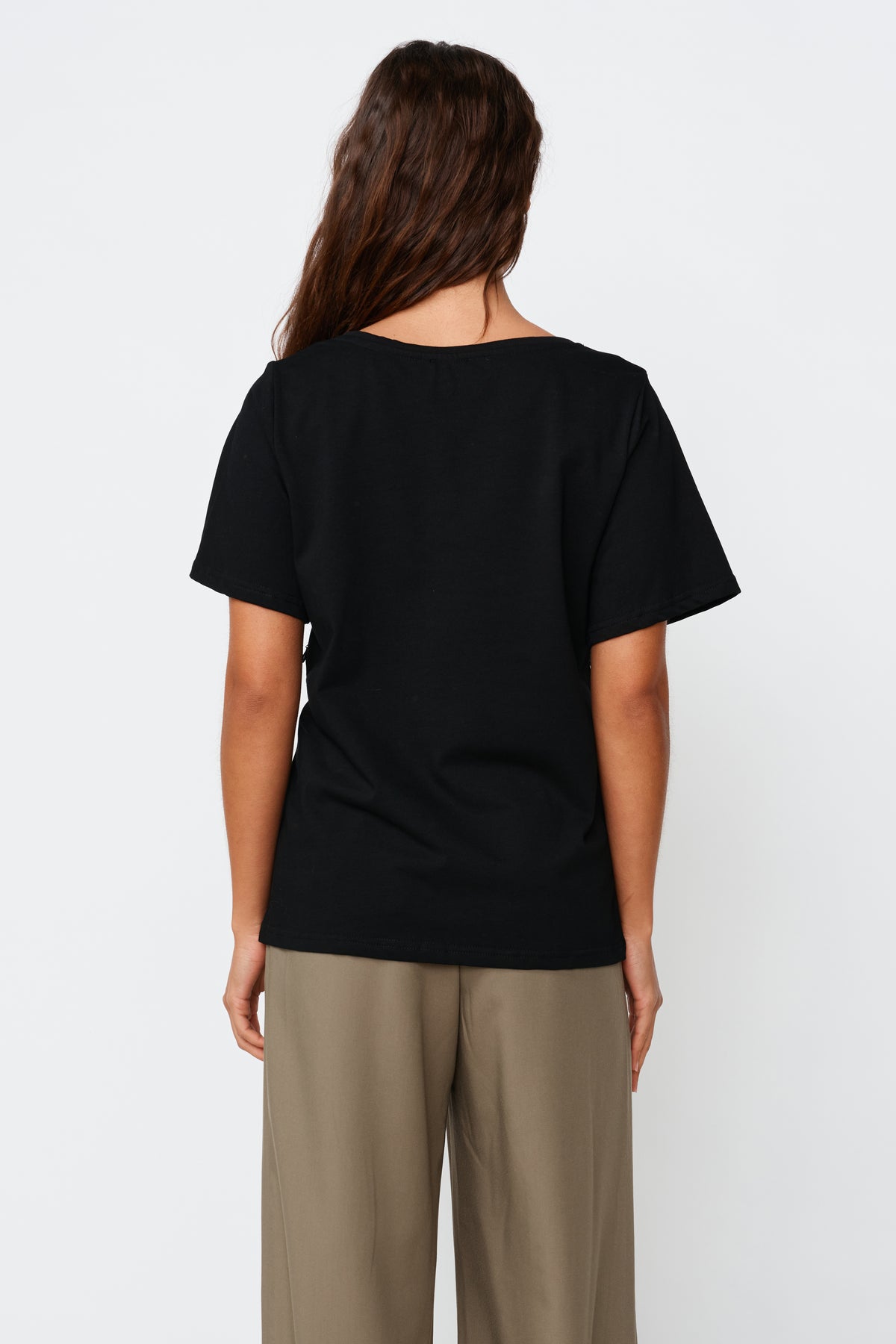 V-Neck Panel Tee - Black