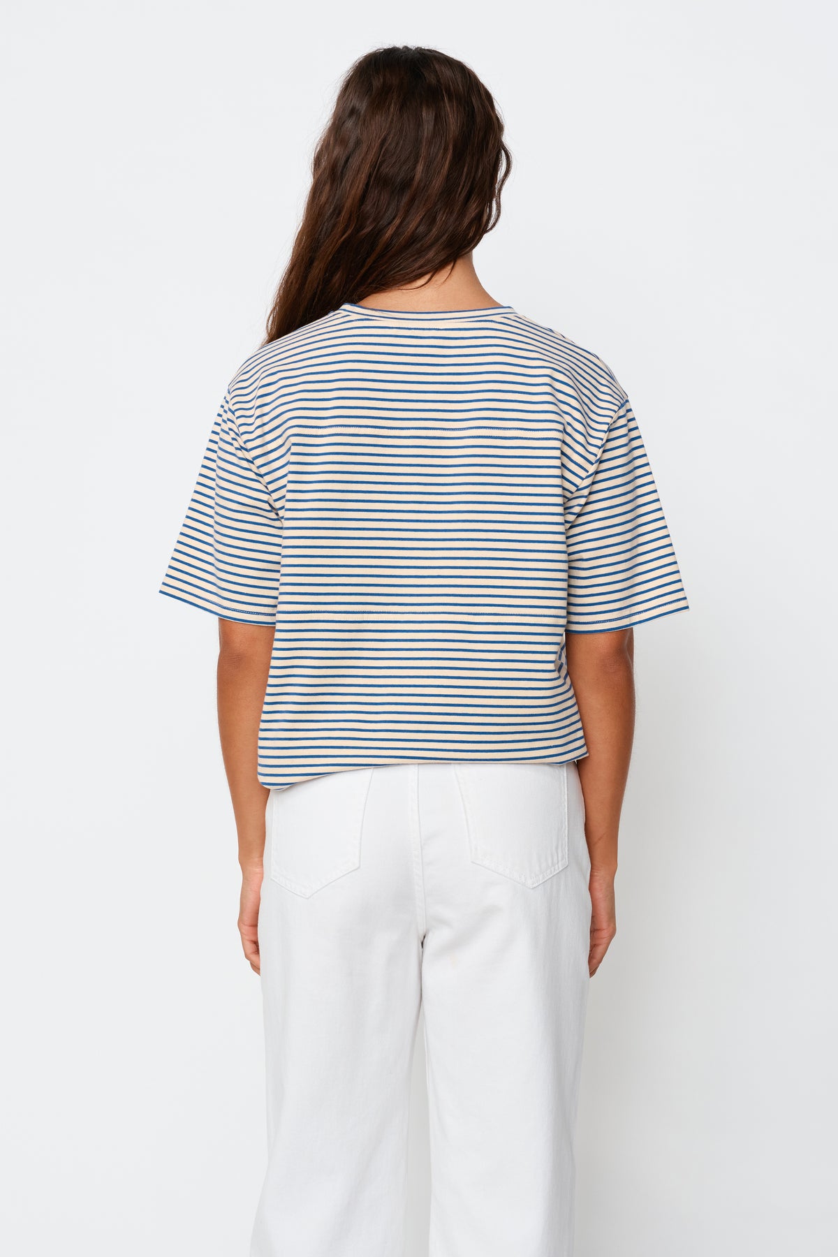 Label Stripe Panel Tee - Cobalt / Cream / Mulberry