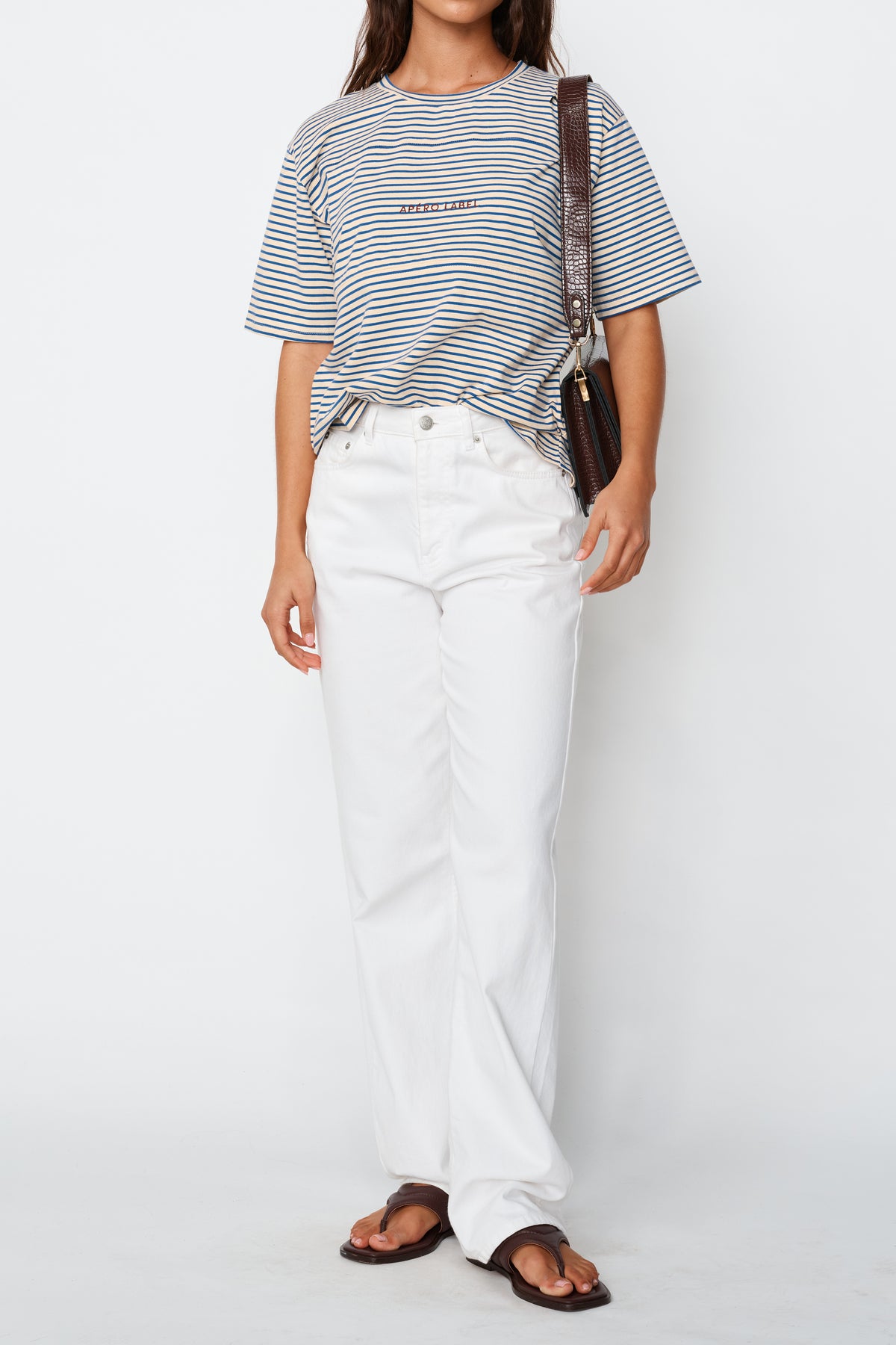 Label Stripe Panel Tee - Cobalt / Cream / Mulberry