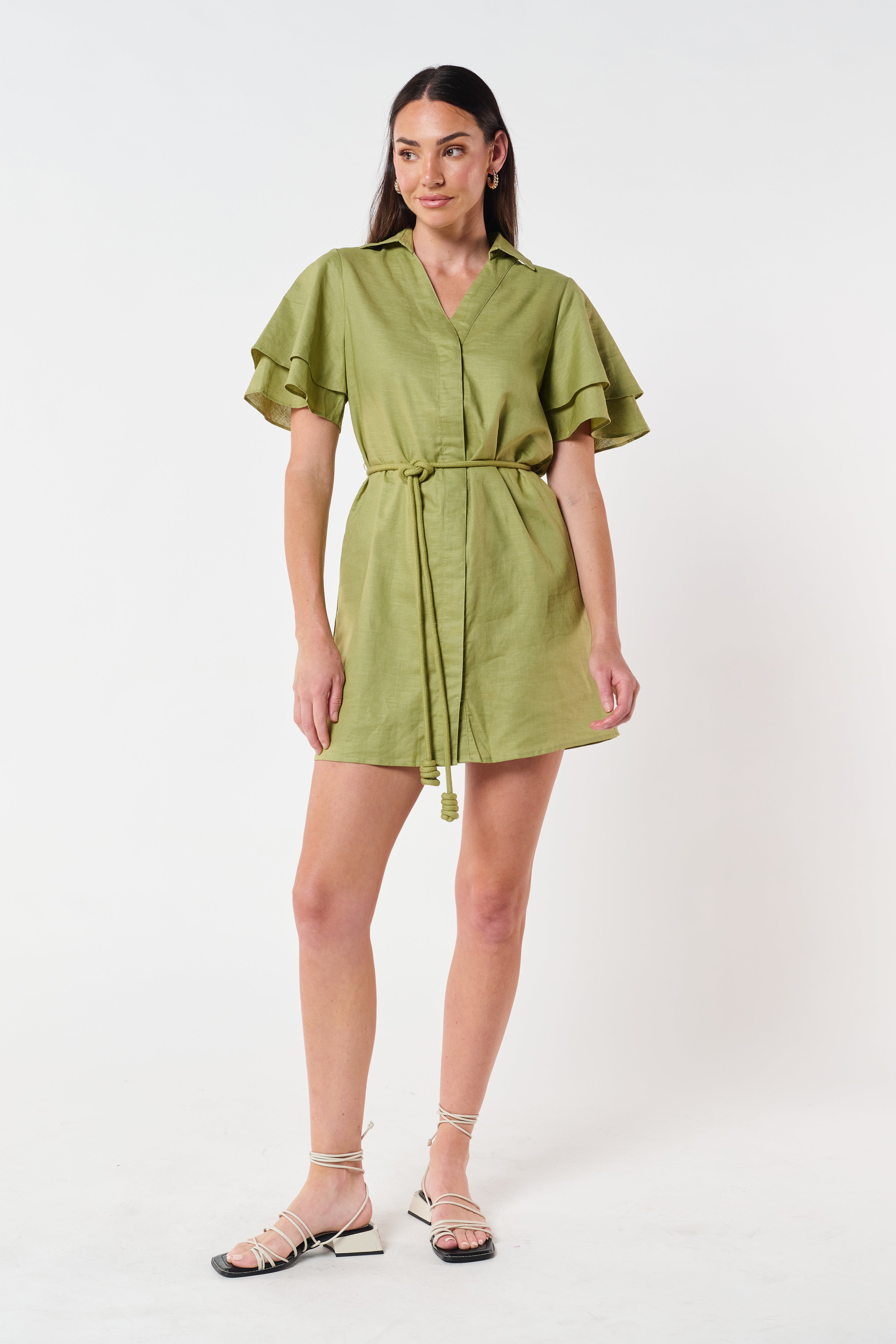 Green linen deals shift dress