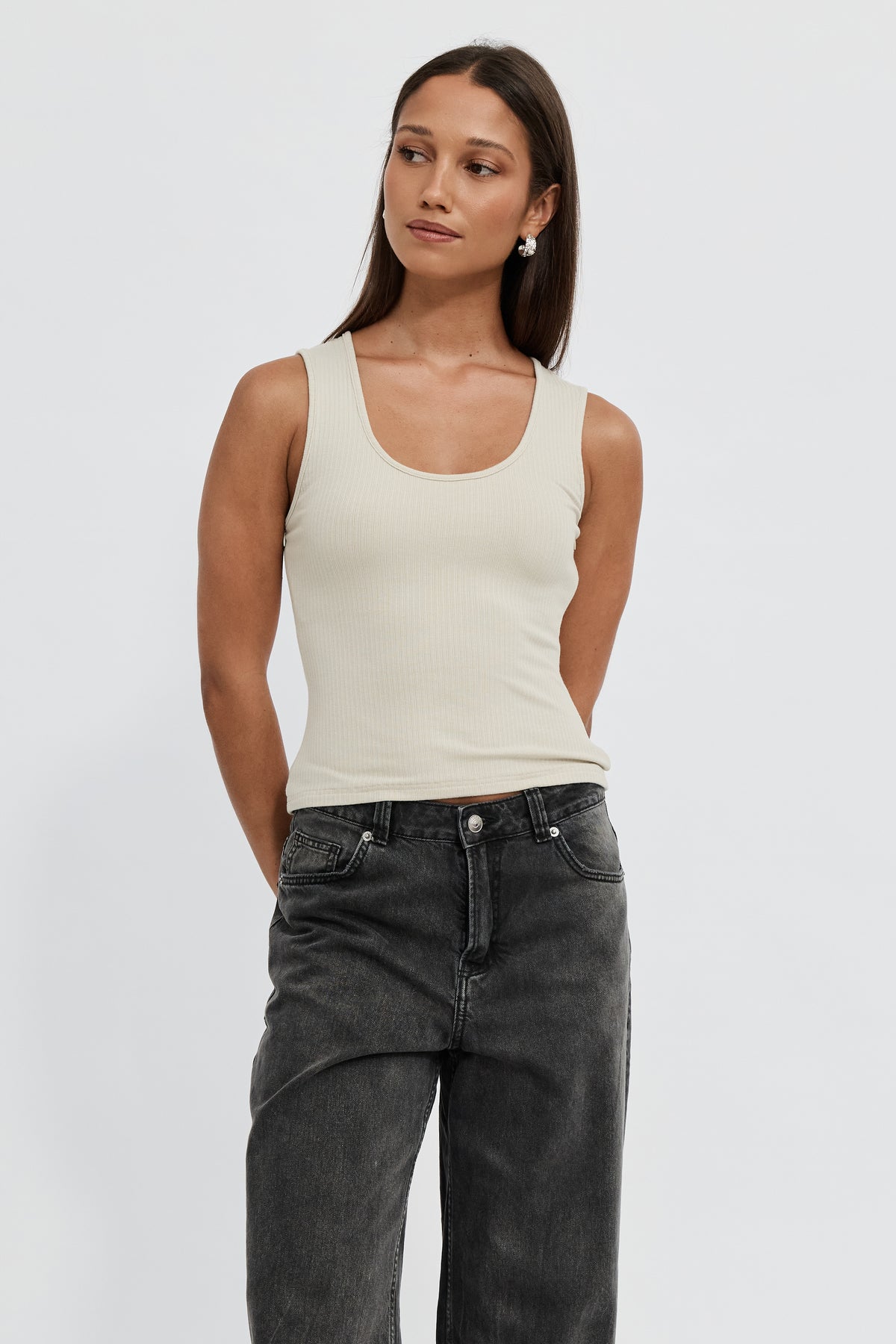 Esta Reversible Ribbed Scoop Neck Tank - Sage