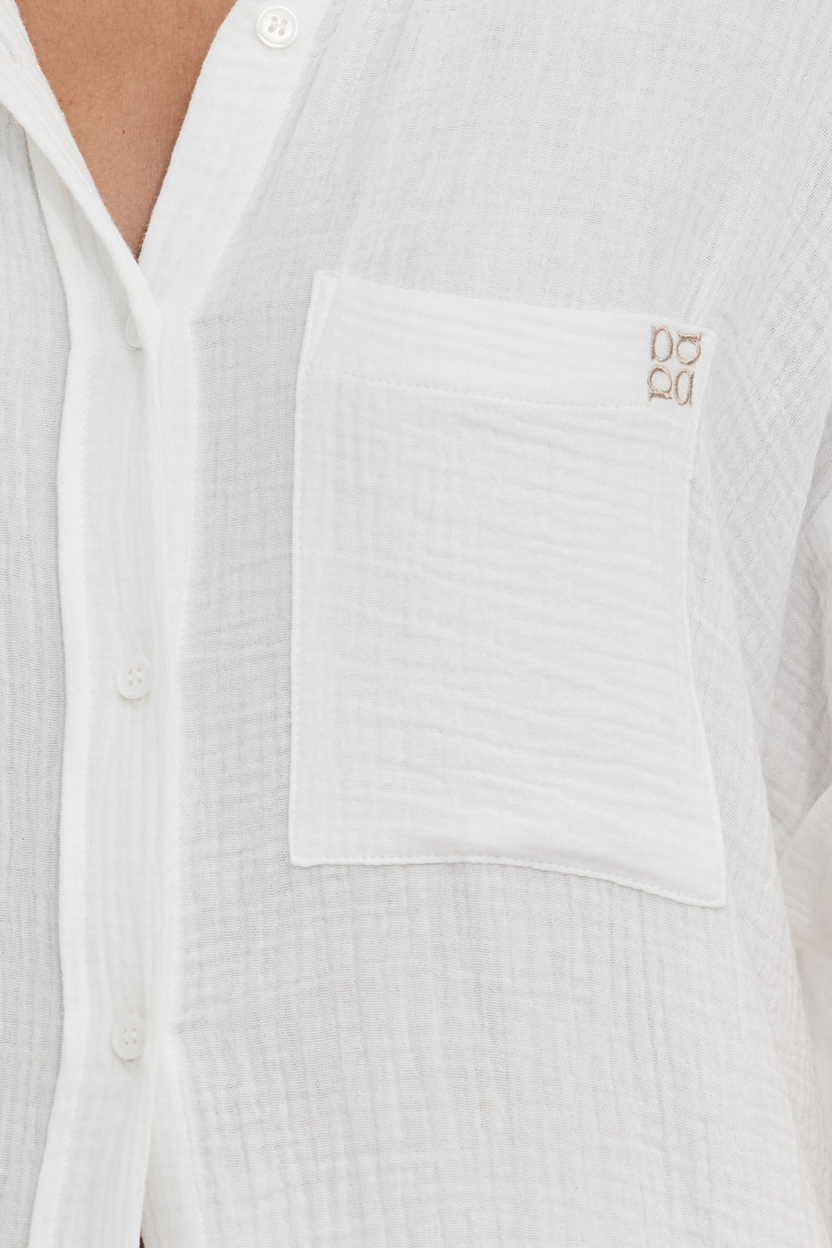 Reese Rolled-Sleeve Button-Down Shirt - White