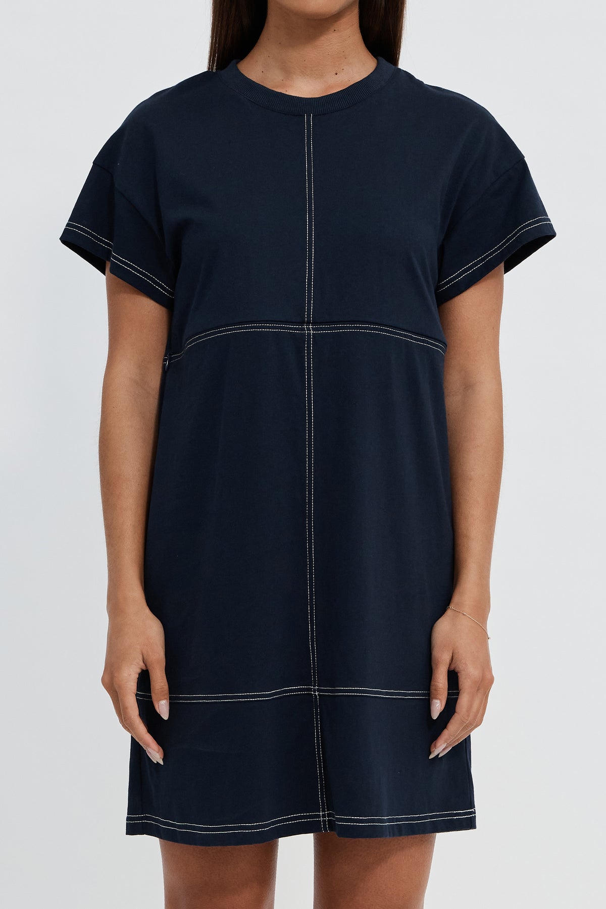 Miro Mini Panel Dress - Navy / White