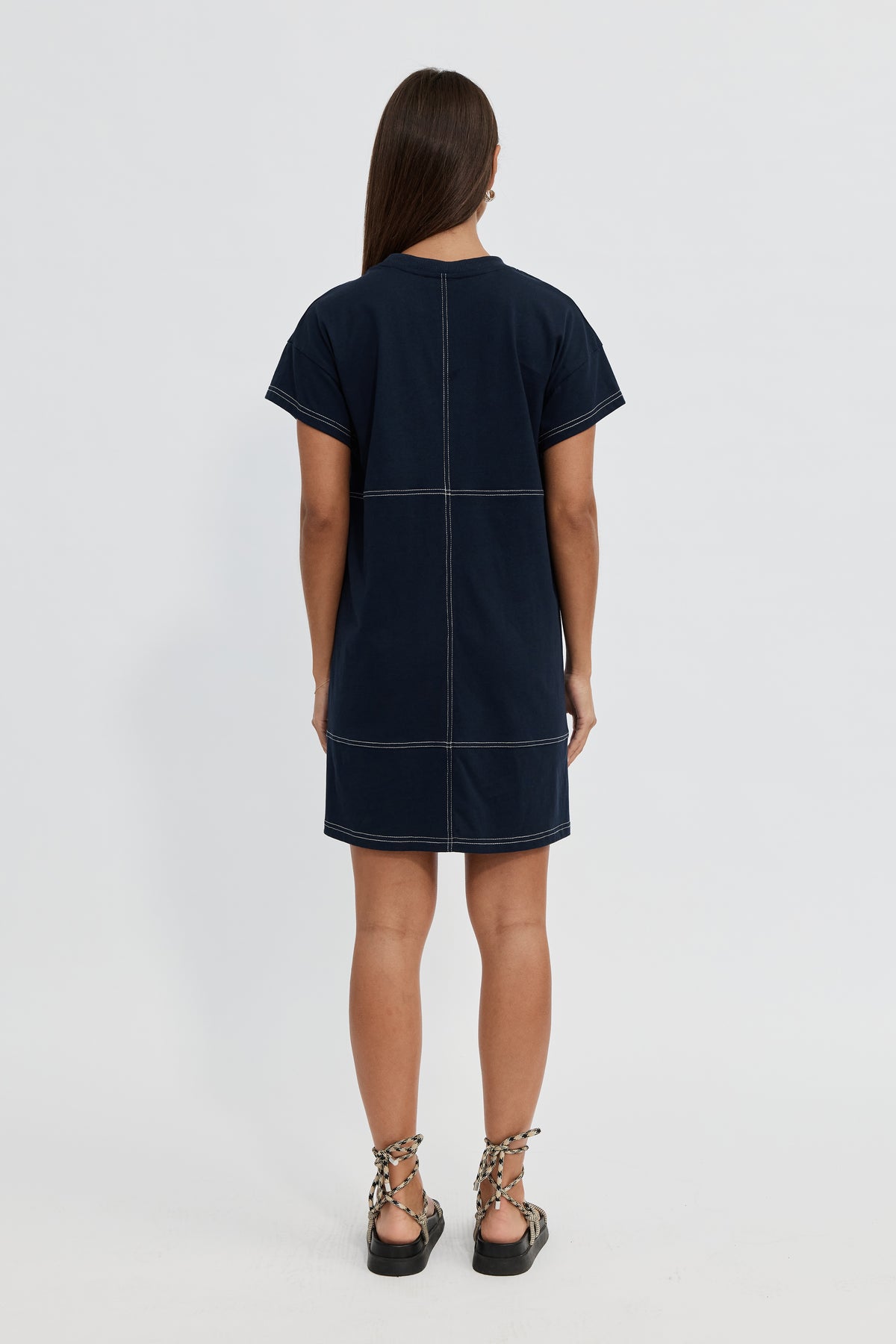 Miro Mini Panel Dress - Navy / White