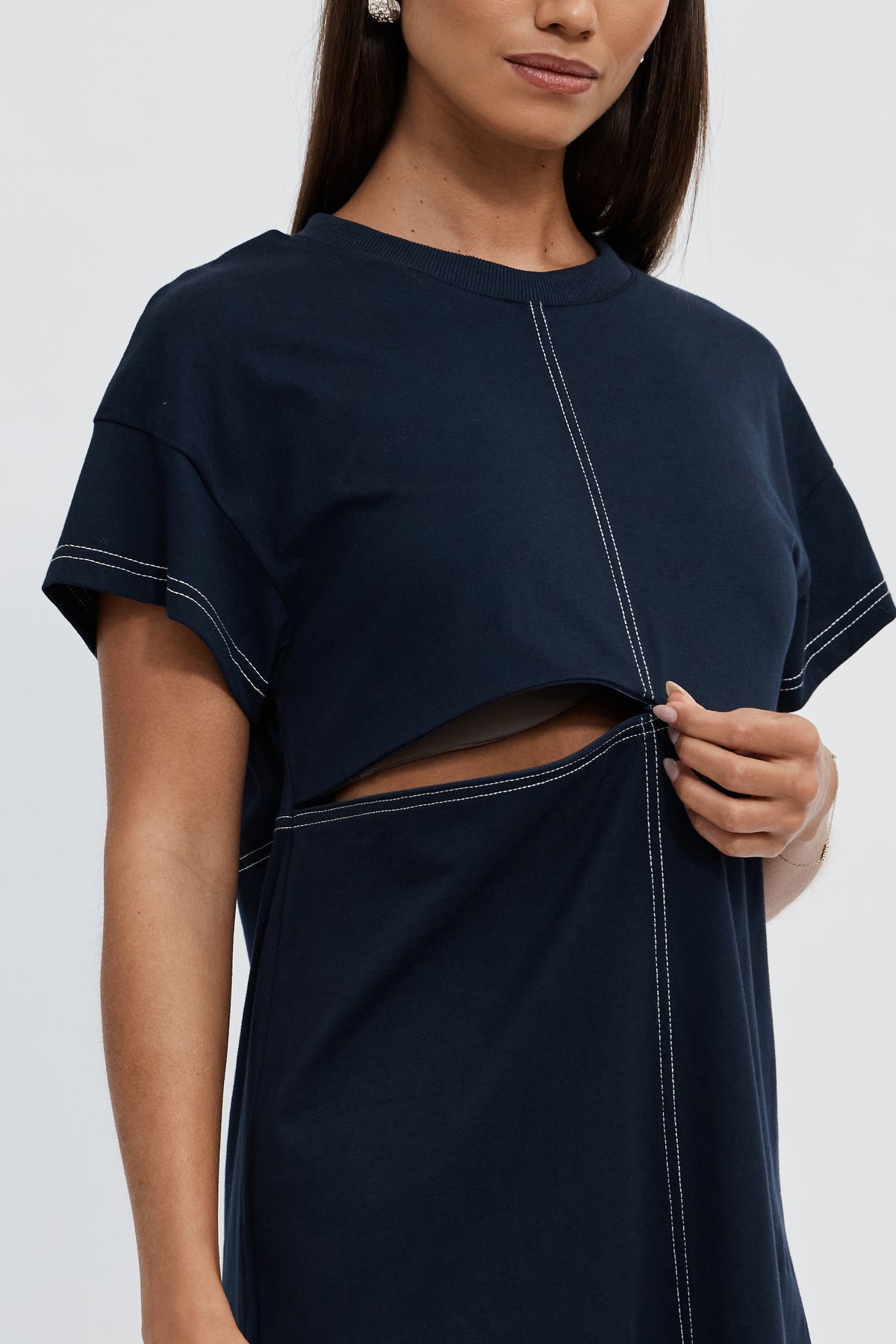 Miro Mini Panel Dress - Navy / White