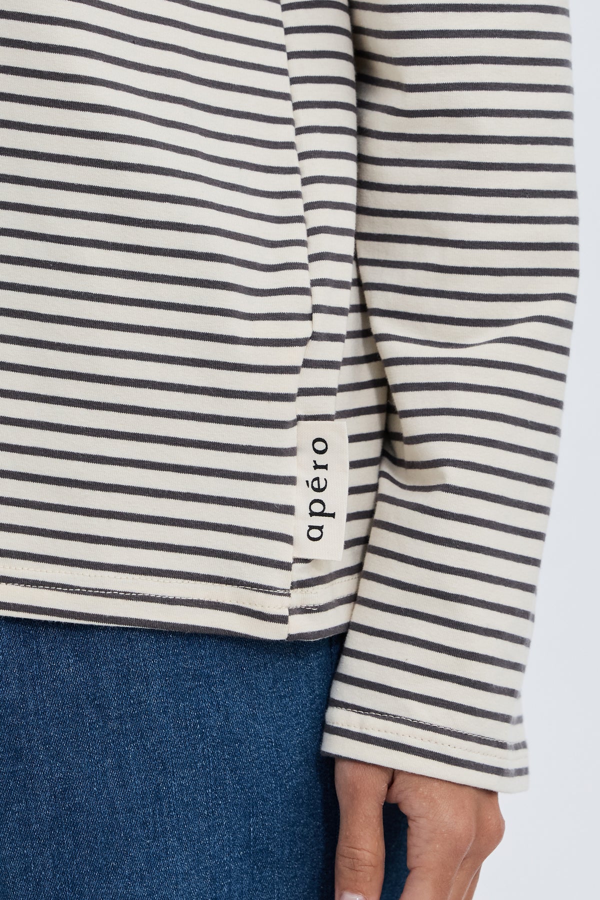 Sita Stripe Long Sleeve Top - Cream / Chocolate
