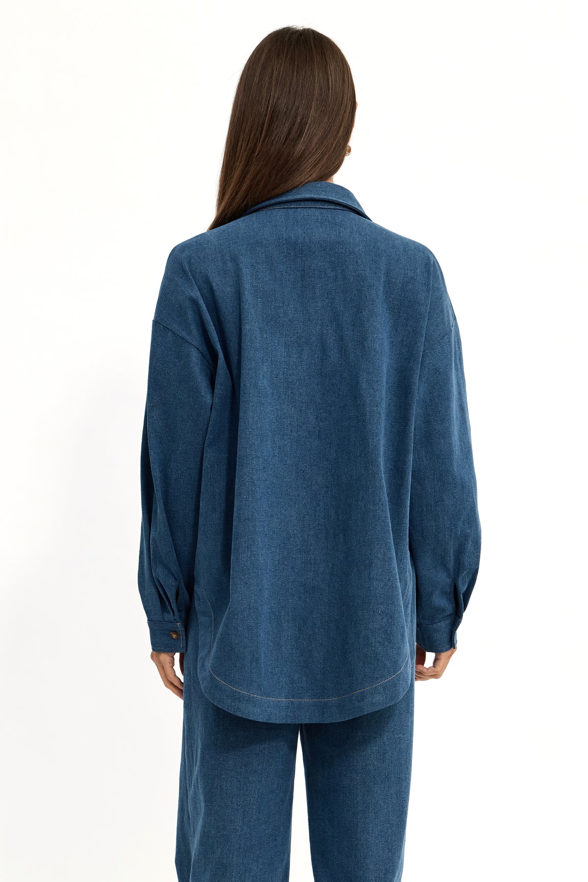 Claudia Denim Shirt Jacket - Medium Blue