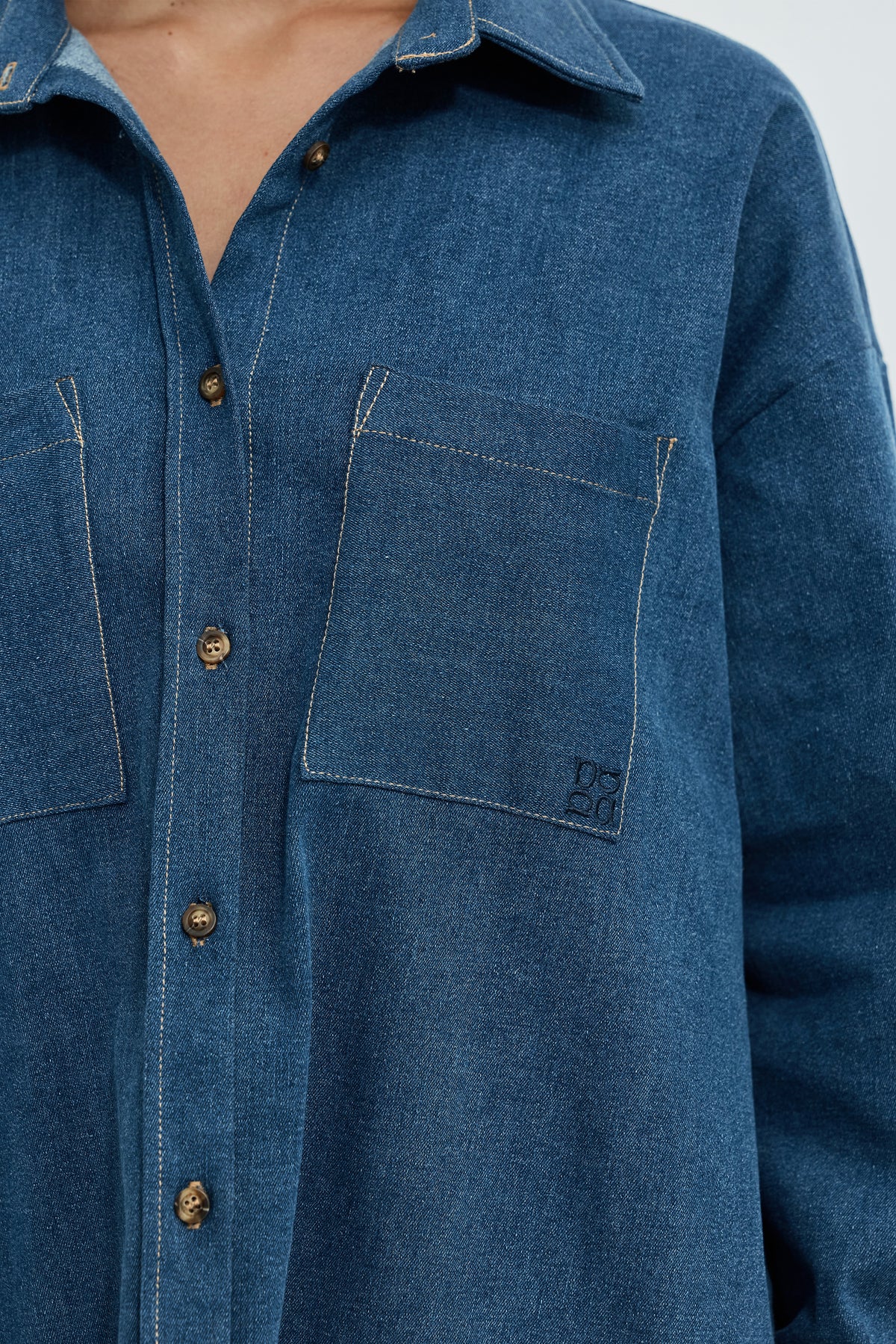 Claudia Denim Shirt Jacket - Medium Blue