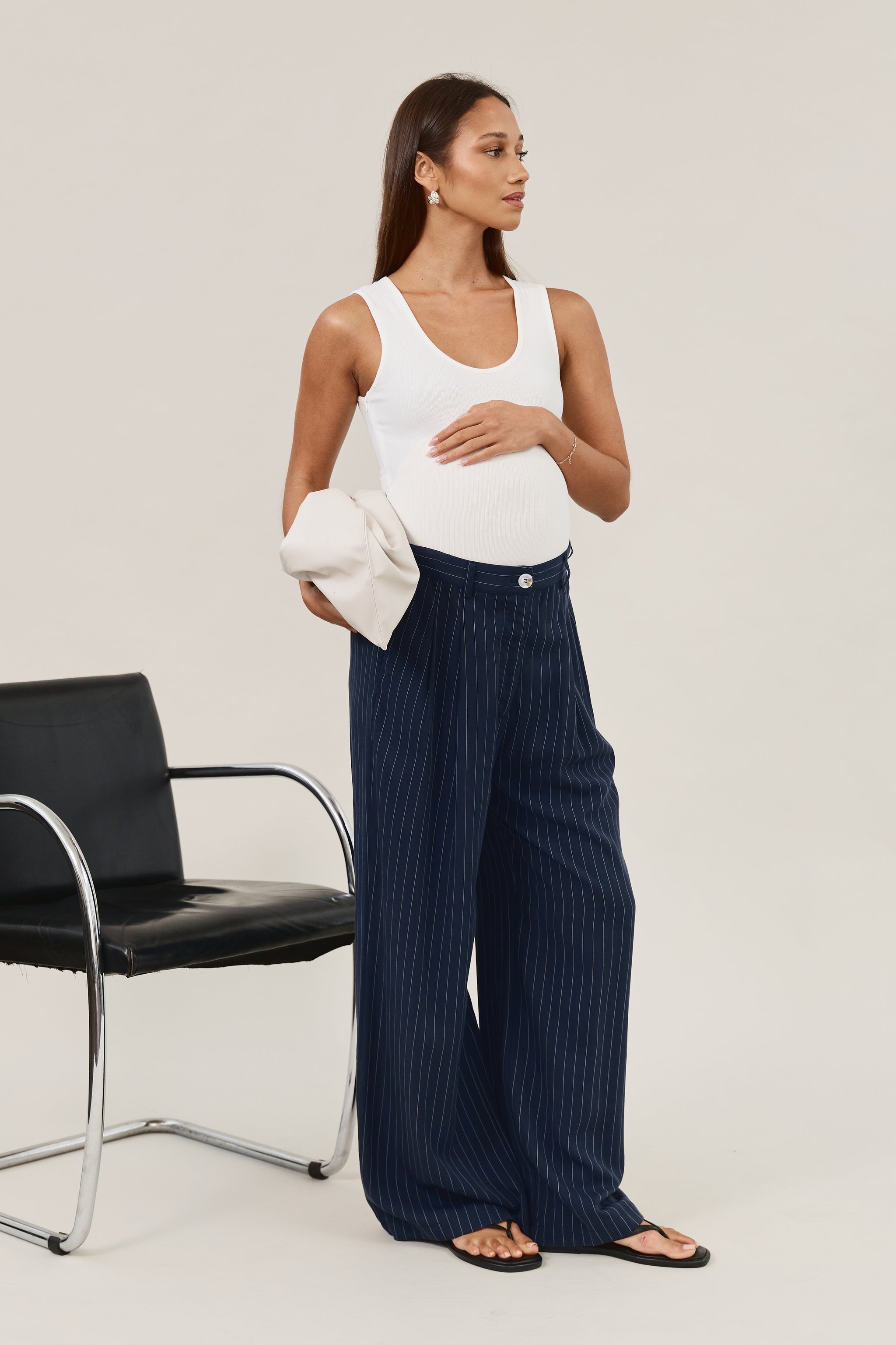 Navy Stripe Maternity Work Pants – Apéro Label