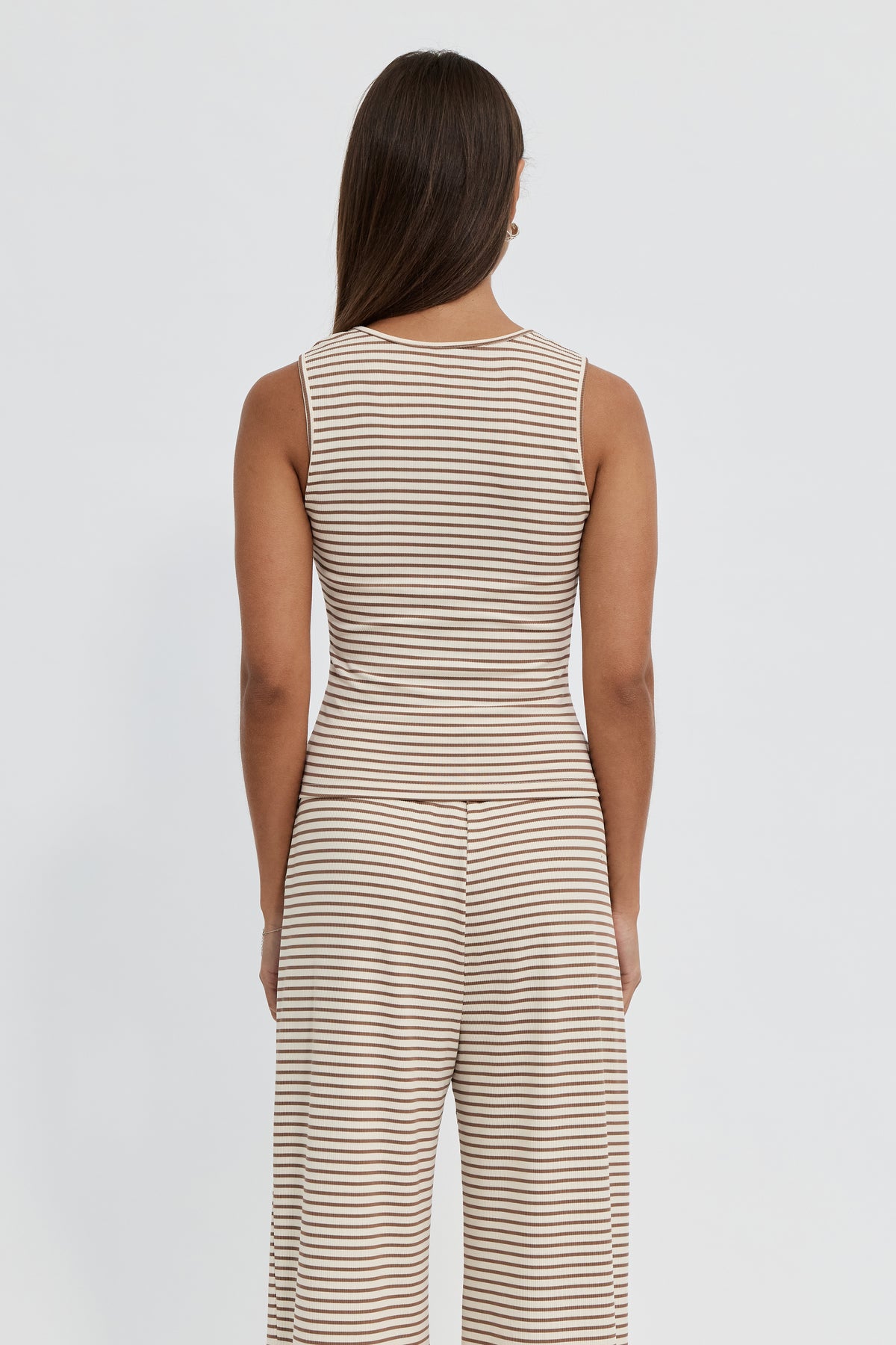 Ivy Reversible Stripe Scoop Neck Tank - Cream / Tan