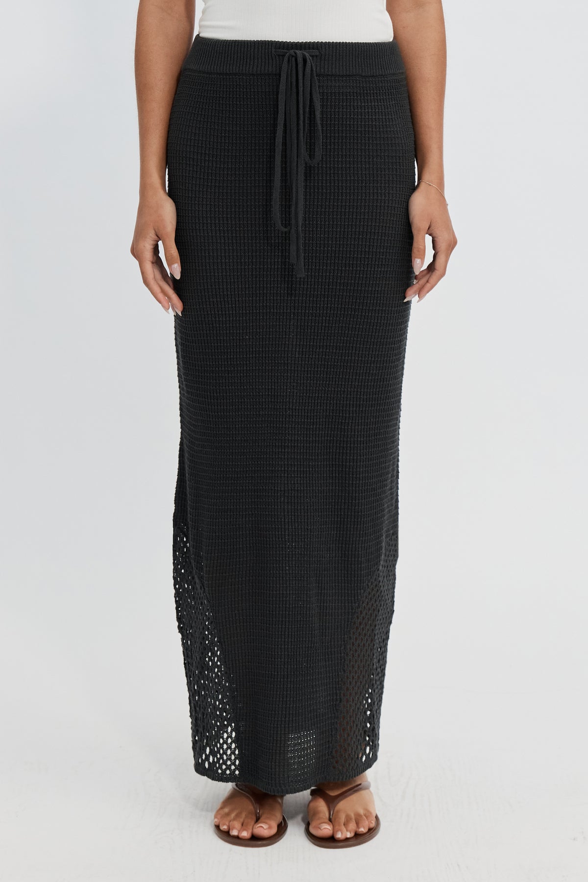 Elodie Knit Midi Skirt - Slate