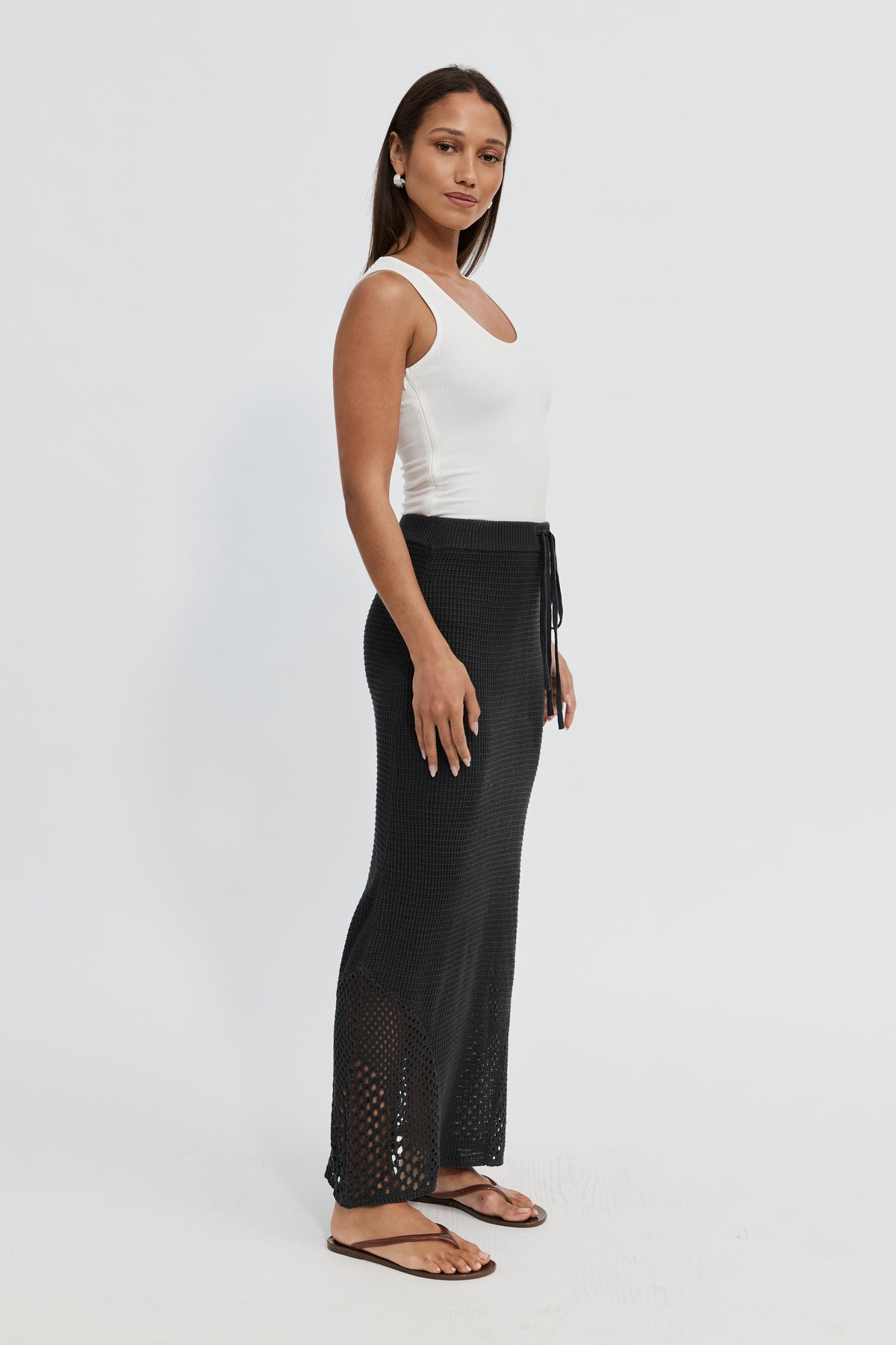 Elodie Knit Midi Skirt - Slate