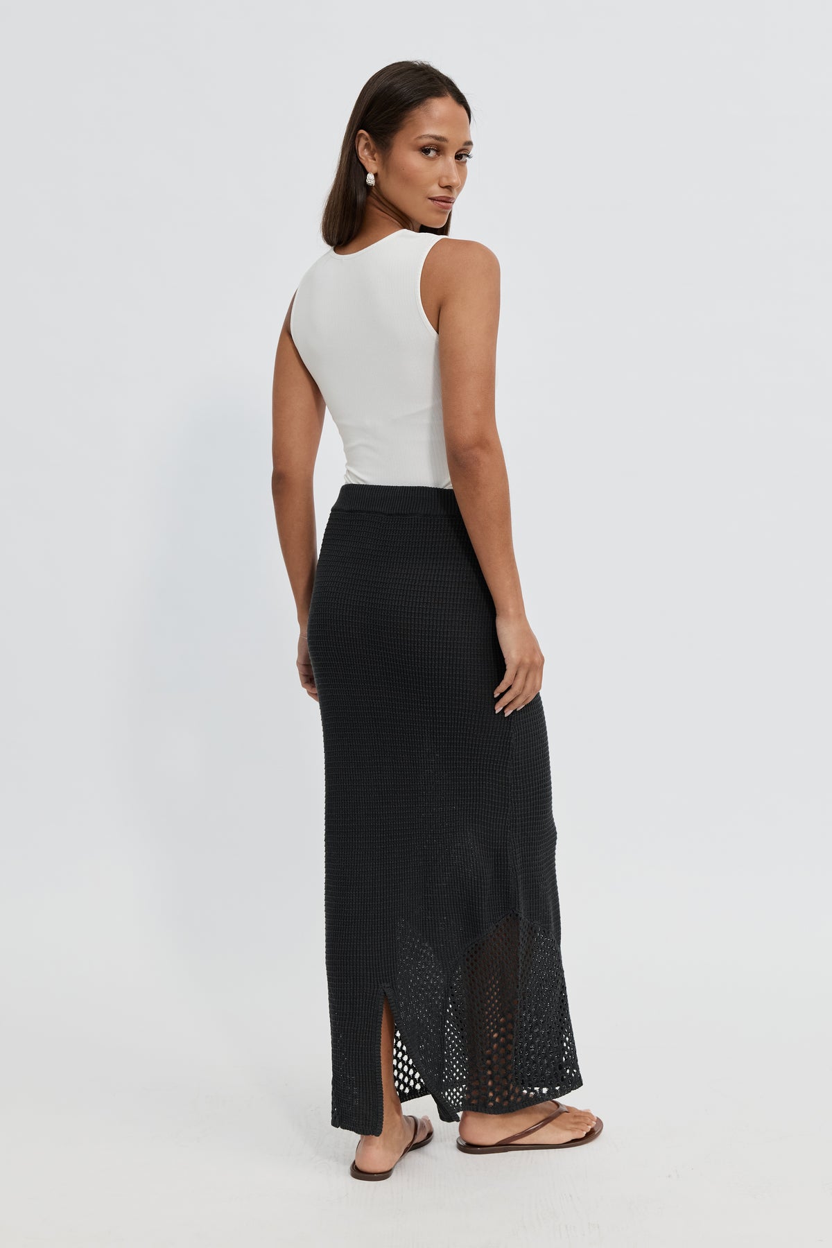 Elodie Knit Midi Skirt - Slate