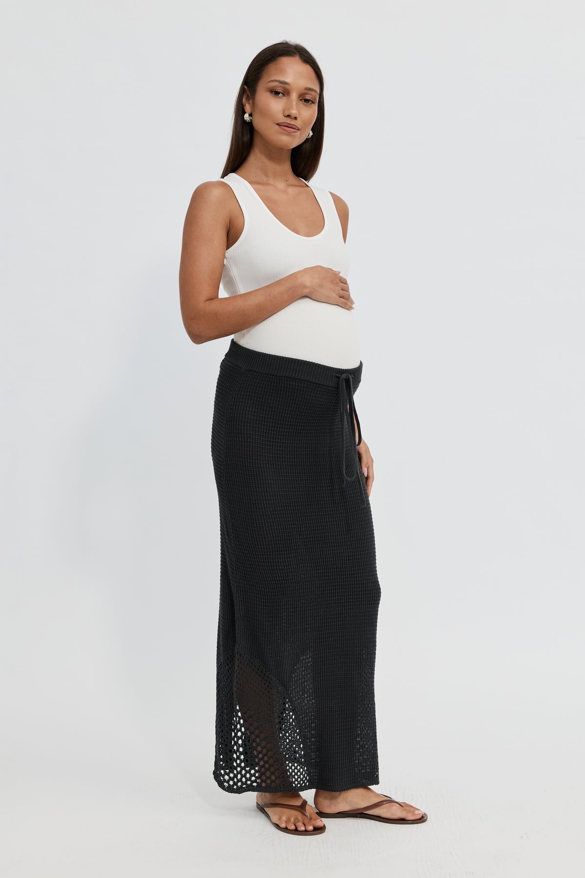 Elodie Knit Midi Skirt - Slate