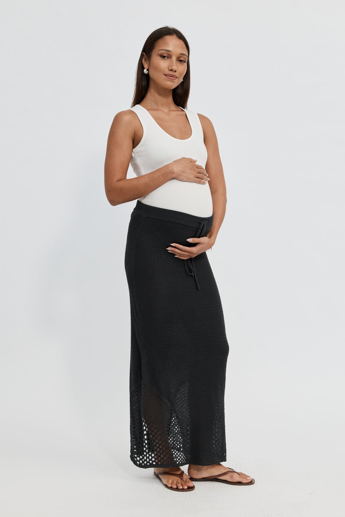 Elodie Knit Midi Skirt - Slate