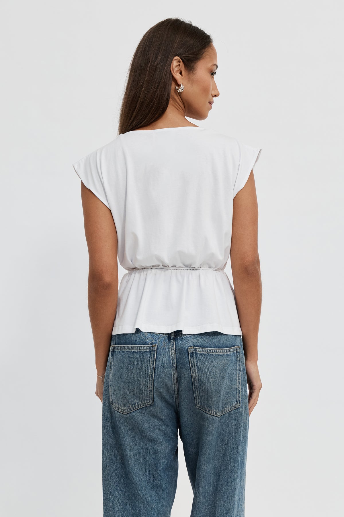 Whitney Draped Wrap Top - White