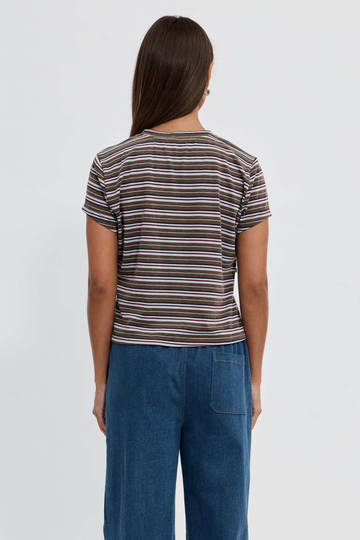 Cherry Stripe Baby Tee - Brown Multi