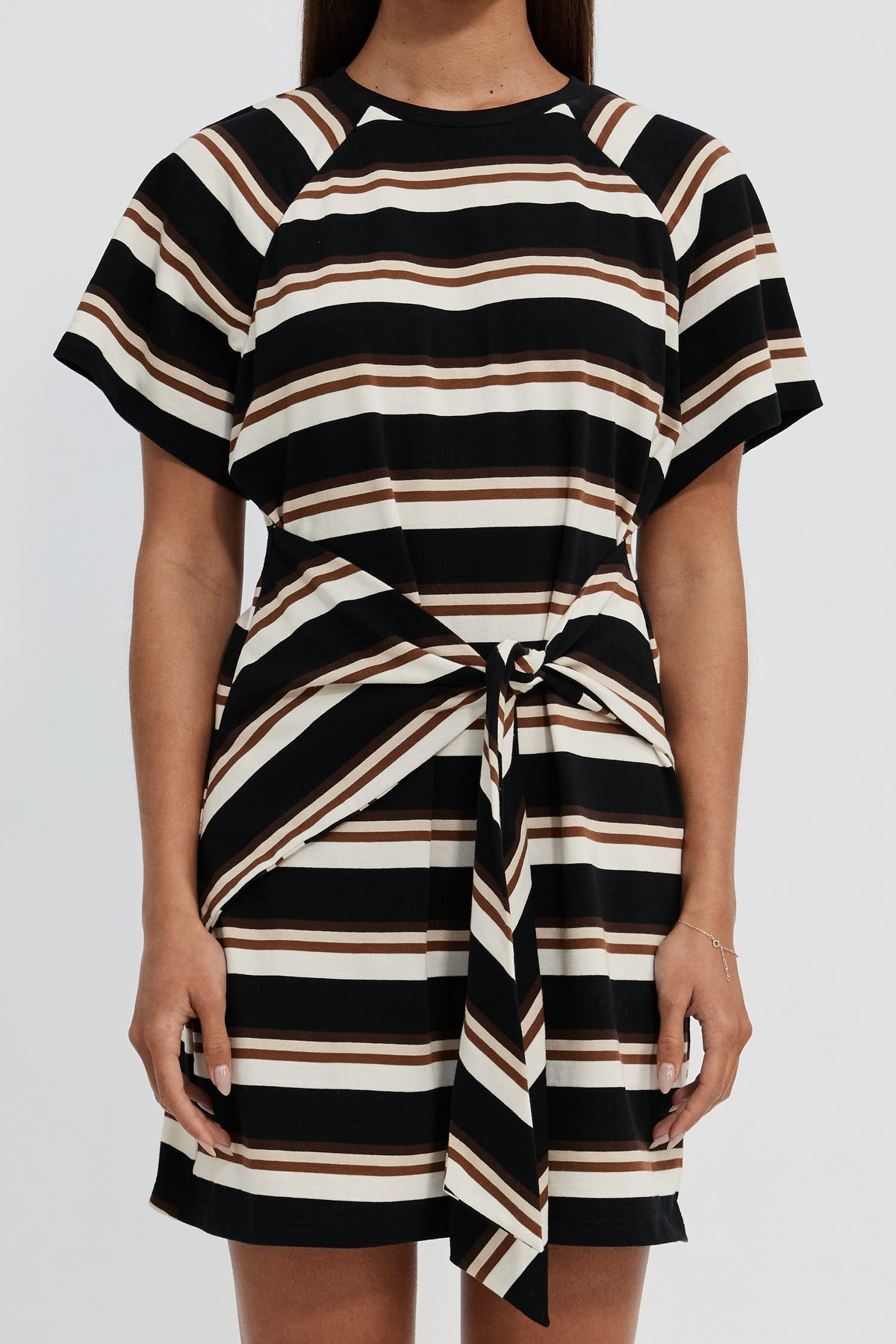 Sydney Stripe Tie-Front Mini Dress - Black Multi