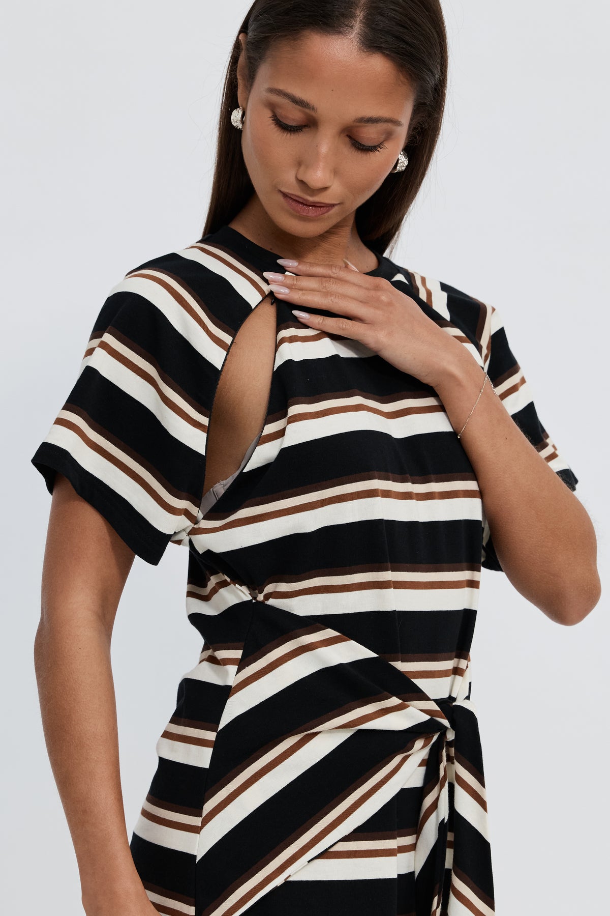 Sydney Stripe Tie-Front Mini Dress - Black Multi