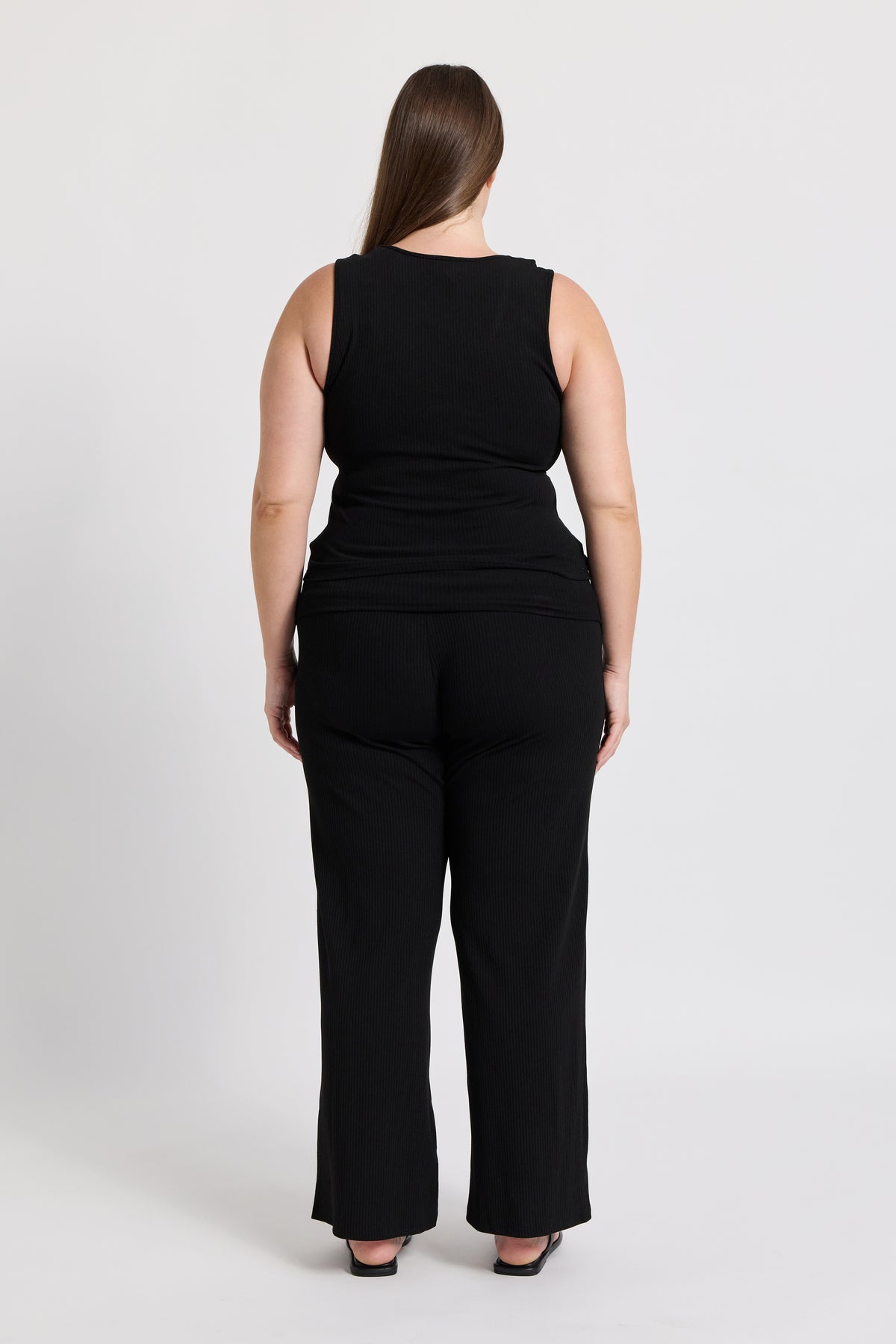 Esta Ribbed Foldover Waist Pant - Black