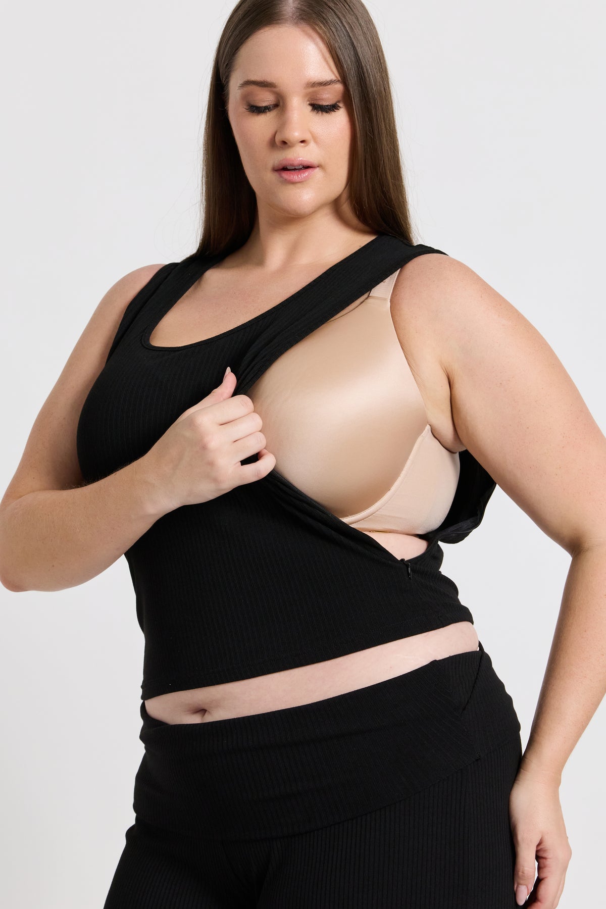 Esta Ribbed Scoop Neck Tank - Black