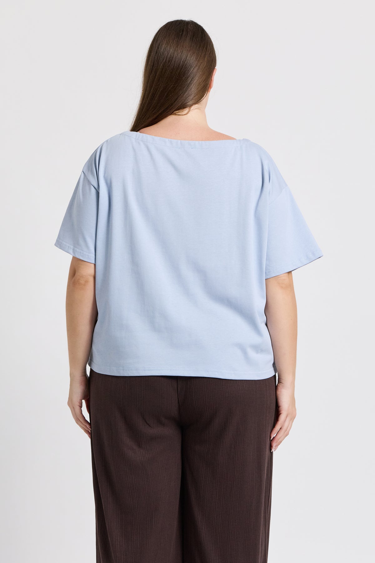 Aria Boatneck Panel Tee - Baby Blue