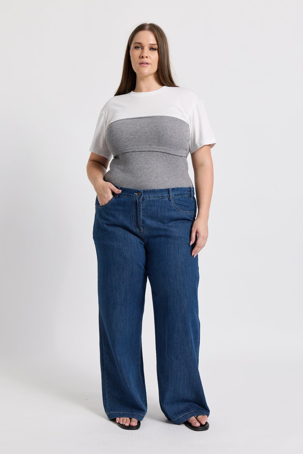Anderson Adjustable-Waist Wide Leg Jean - Medium Blue