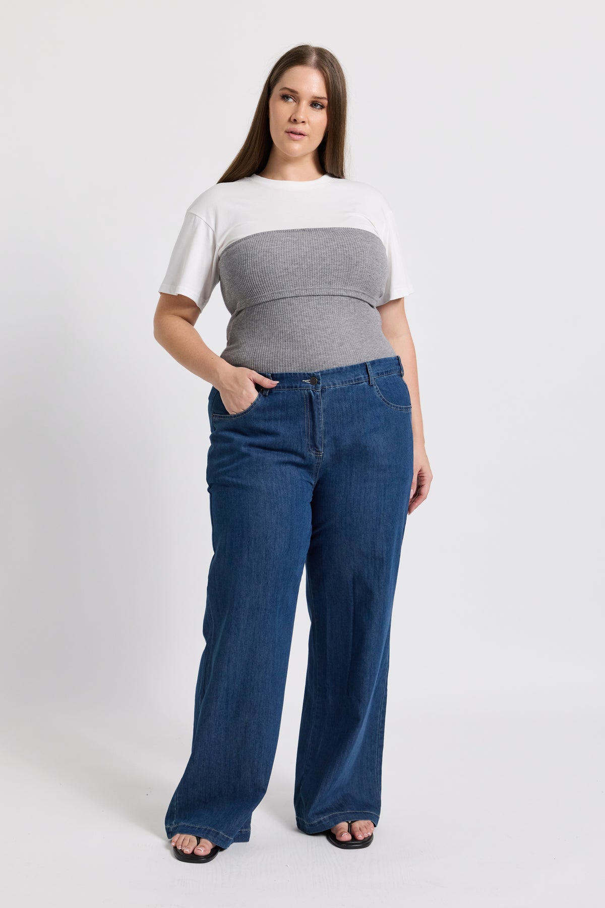Anderson Adjustable-Waist Wide Leg Jean - Medium Blue