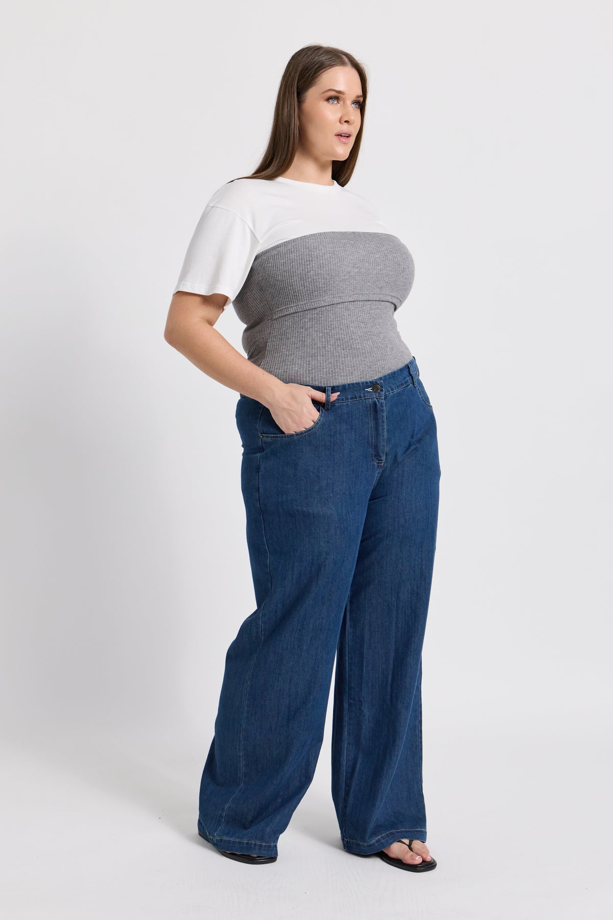 Anderson Adjustable-Waist Wide Leg Jean - Medium Blue
