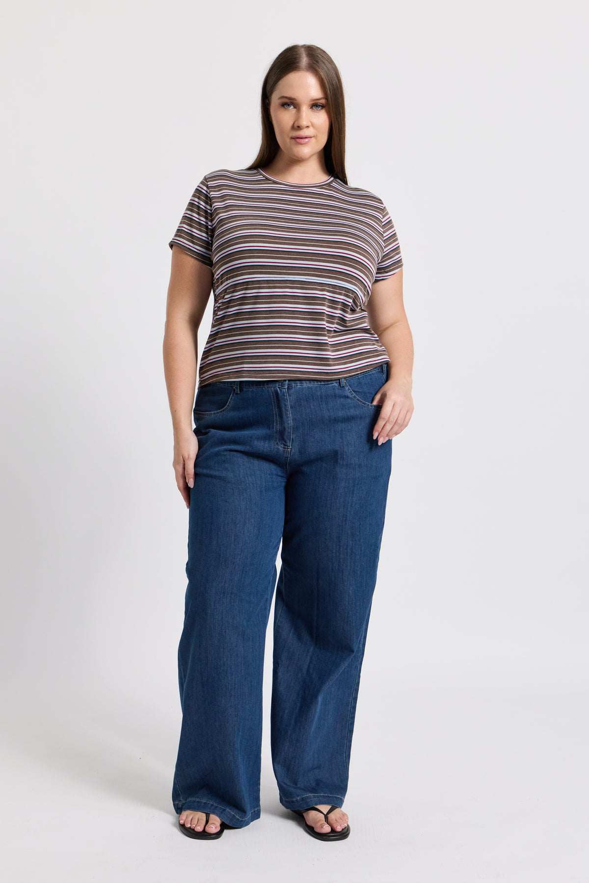Cherry Stripe Baby Tee - Brown Multi