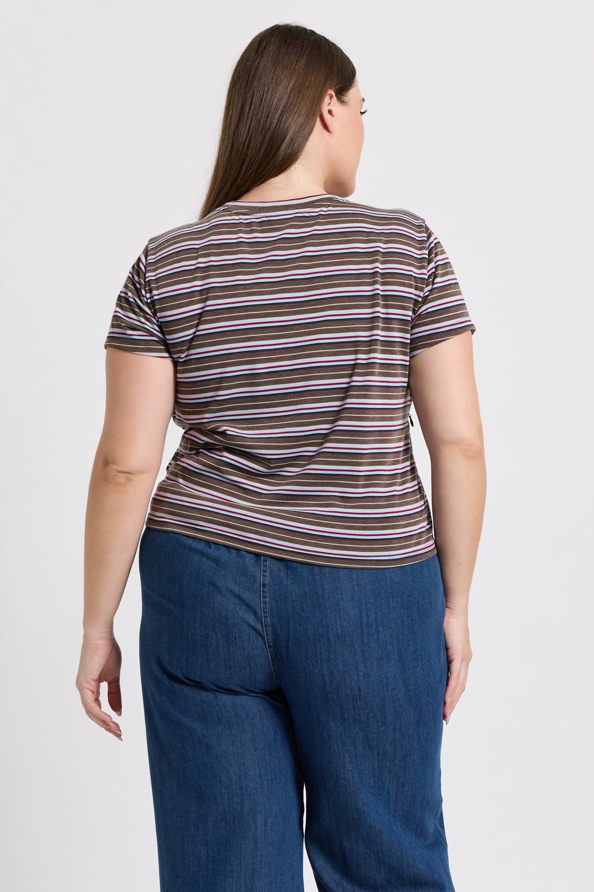 Cherry Stripe Baby Tee - Brown Multi