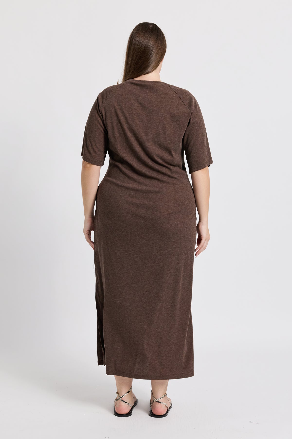 Alia Tie-Detail Box-Cut Tee Dress - Chocolate