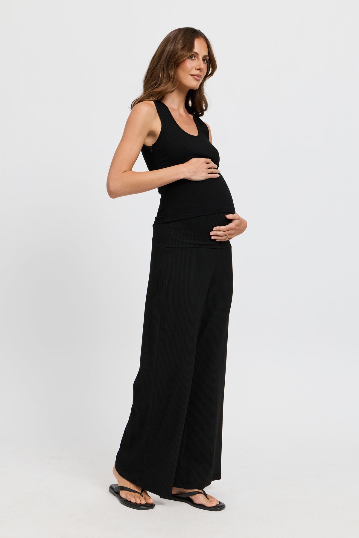 Esta Ribbed Scoop Neck Tank - Black