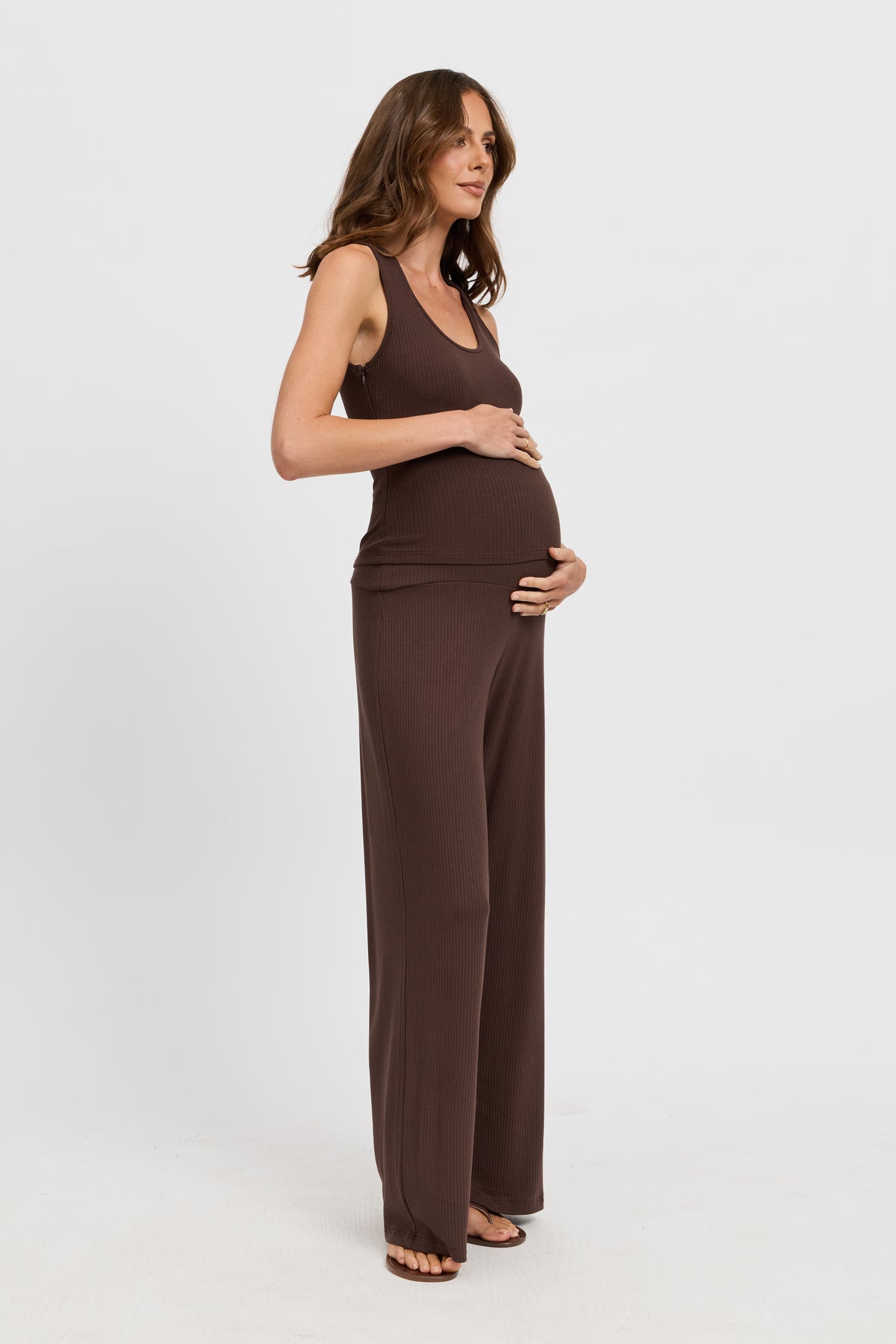 Esta Ribbed Scoop Neck Tank - Chocolate