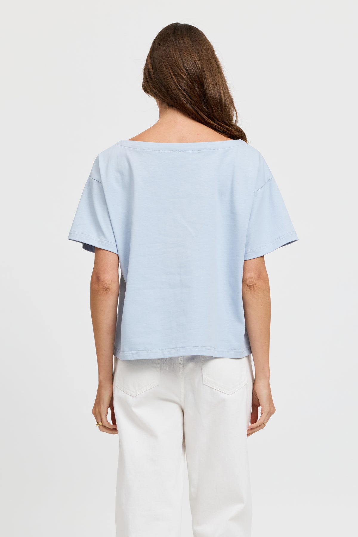 Aria Boatneck Panel Tee - Baby Blue