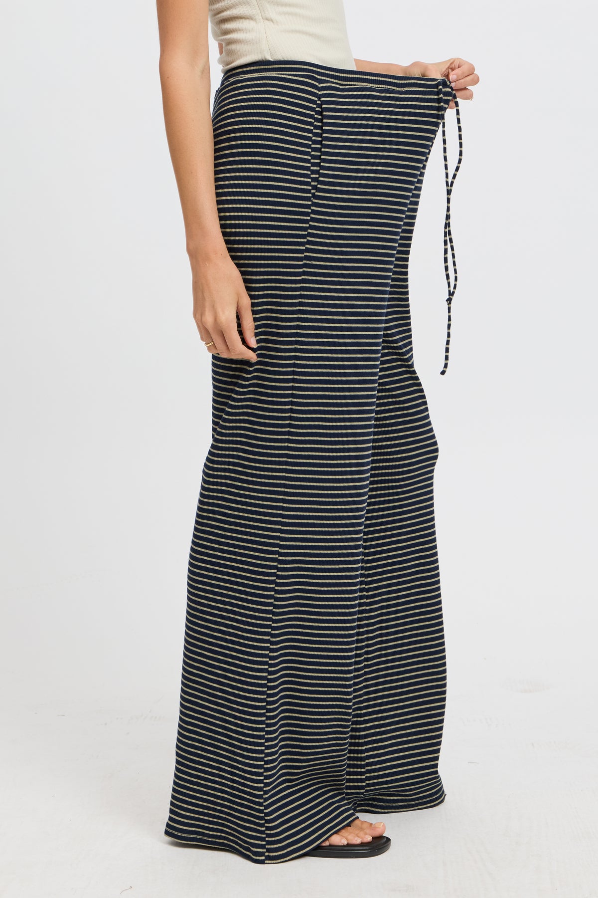 Ivy Stripe Wide Leg Pants - Navy / Khaki