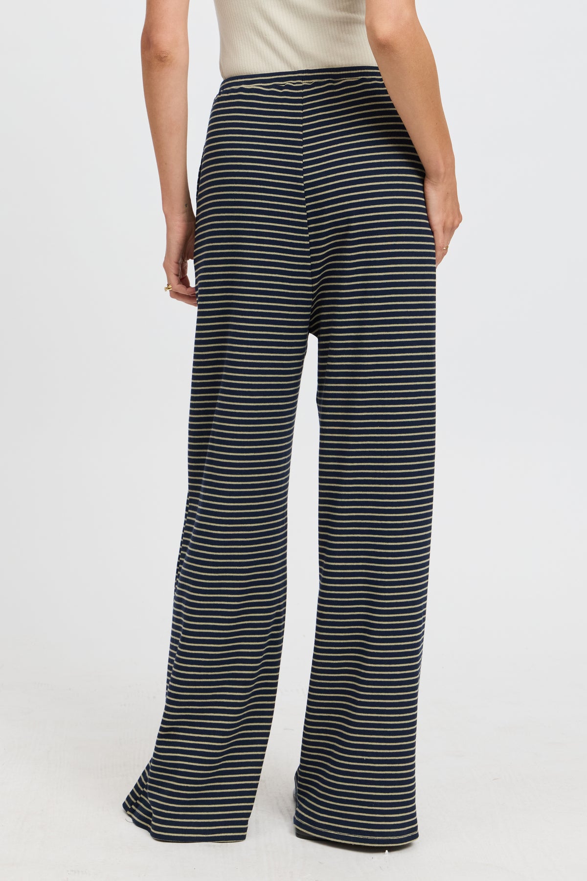 Ivy Stripe Wide Leg Pants - Navy / Khaki