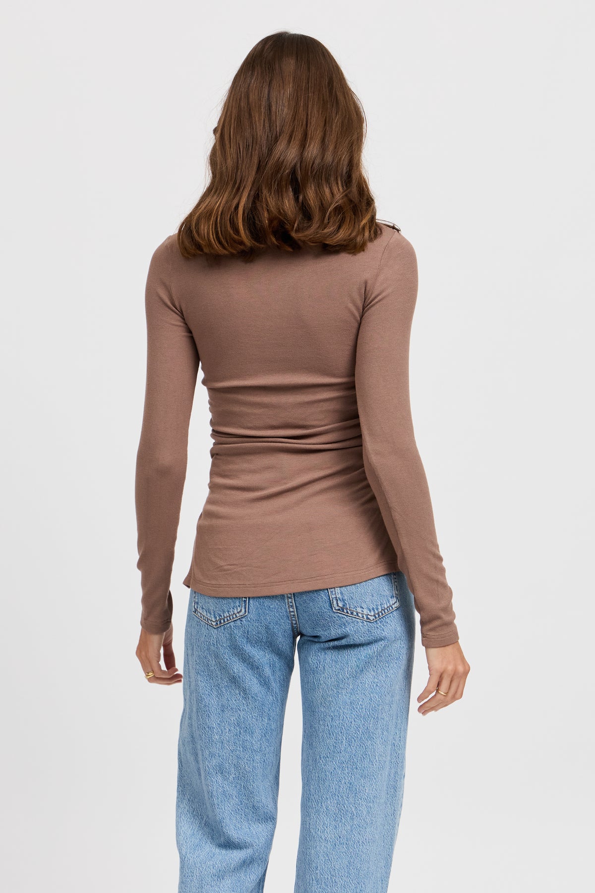 Ari Ribbed Long Sleeve Top - Mocha