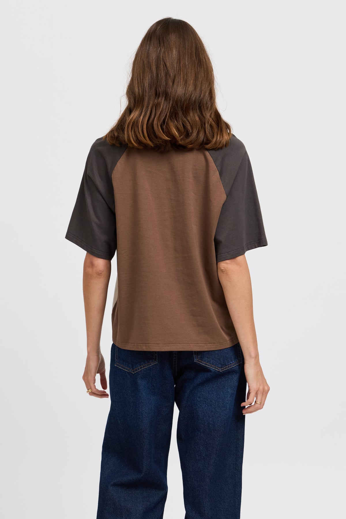 Tasmin Box-Cut Tee - Chocolate / Charcoal / Cream