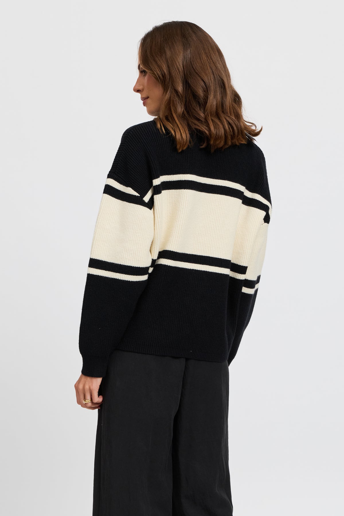 League Knit Panel Jumper - Black / Cream