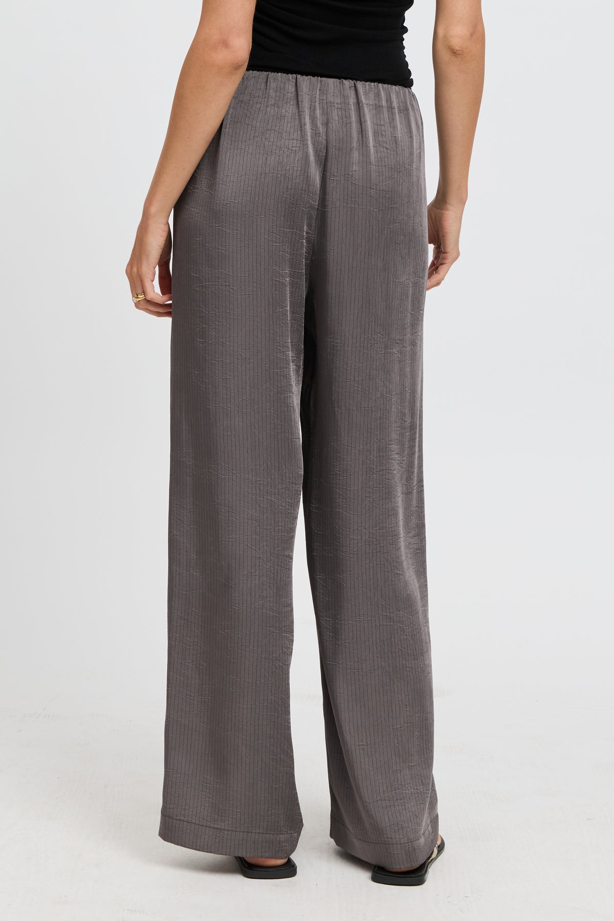 Agnes Satin Wide Leg Pant - Slate