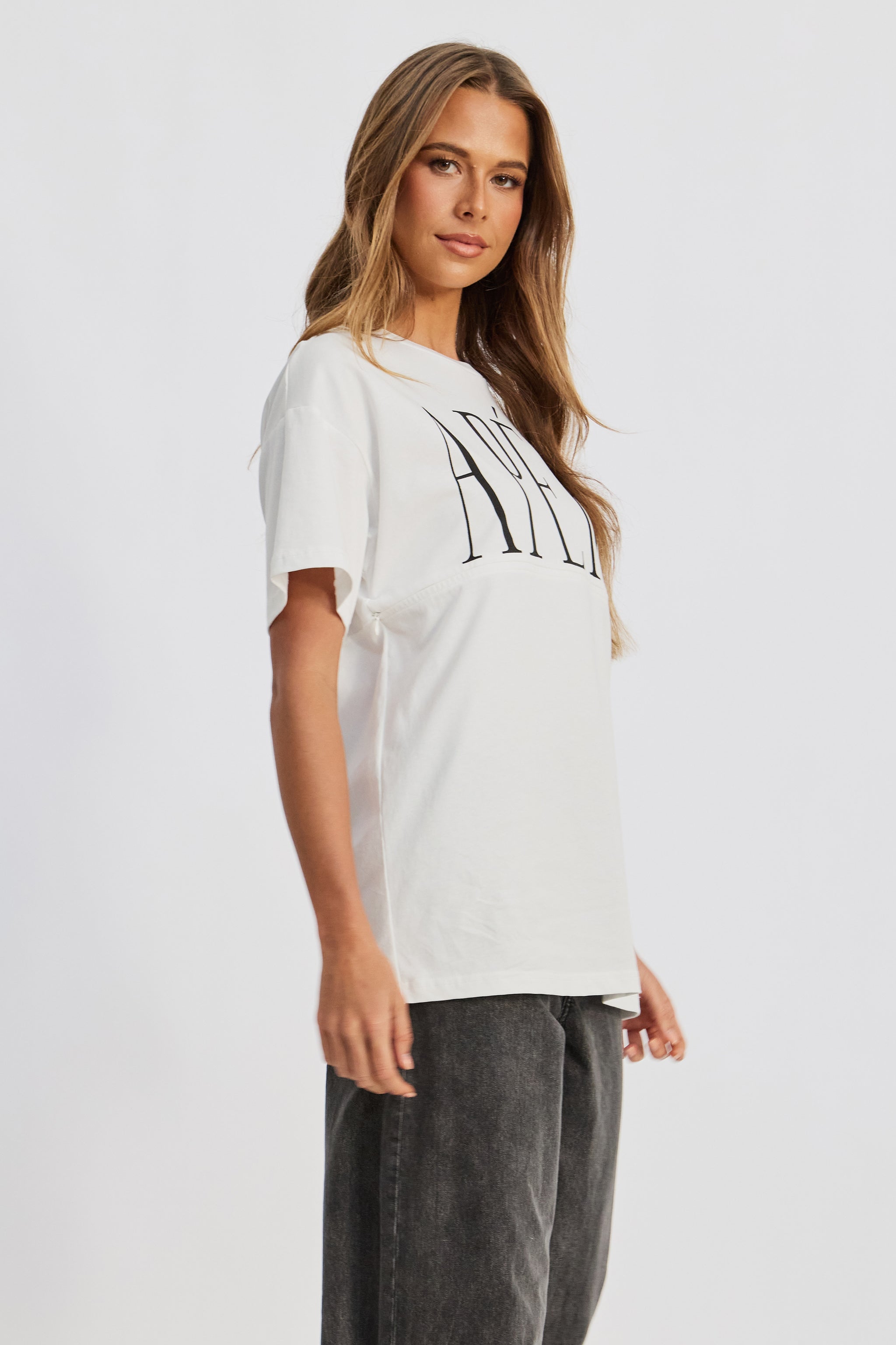 White and Black Breastfeeding Friendly Longline Tee – Apero Label